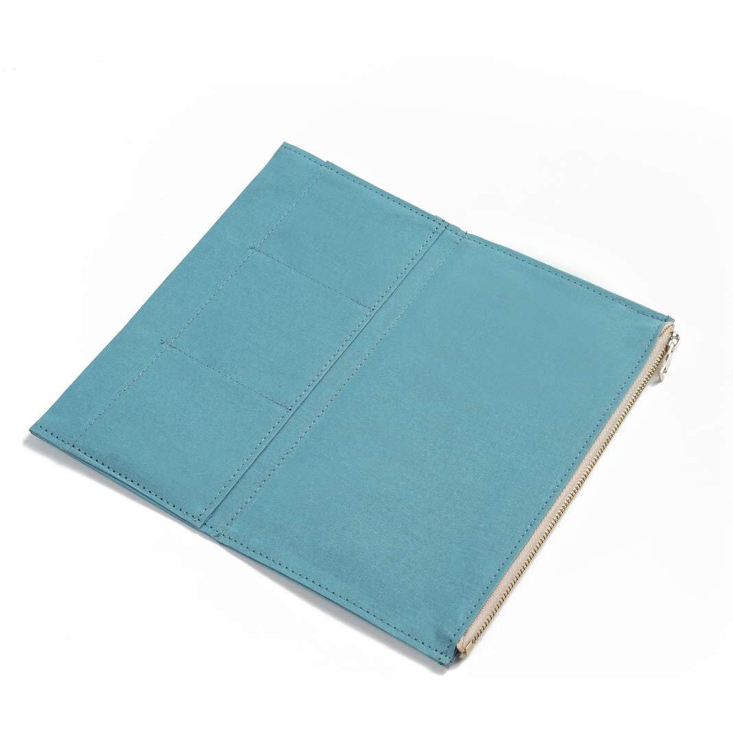 Moterm Canvas Zipper Pocket For Travelers Notebook, 1 Insert Pouch Refill For Tn Accessories Standard Size Card Holder Storage Bag File Folder Stationery (Skyblue)