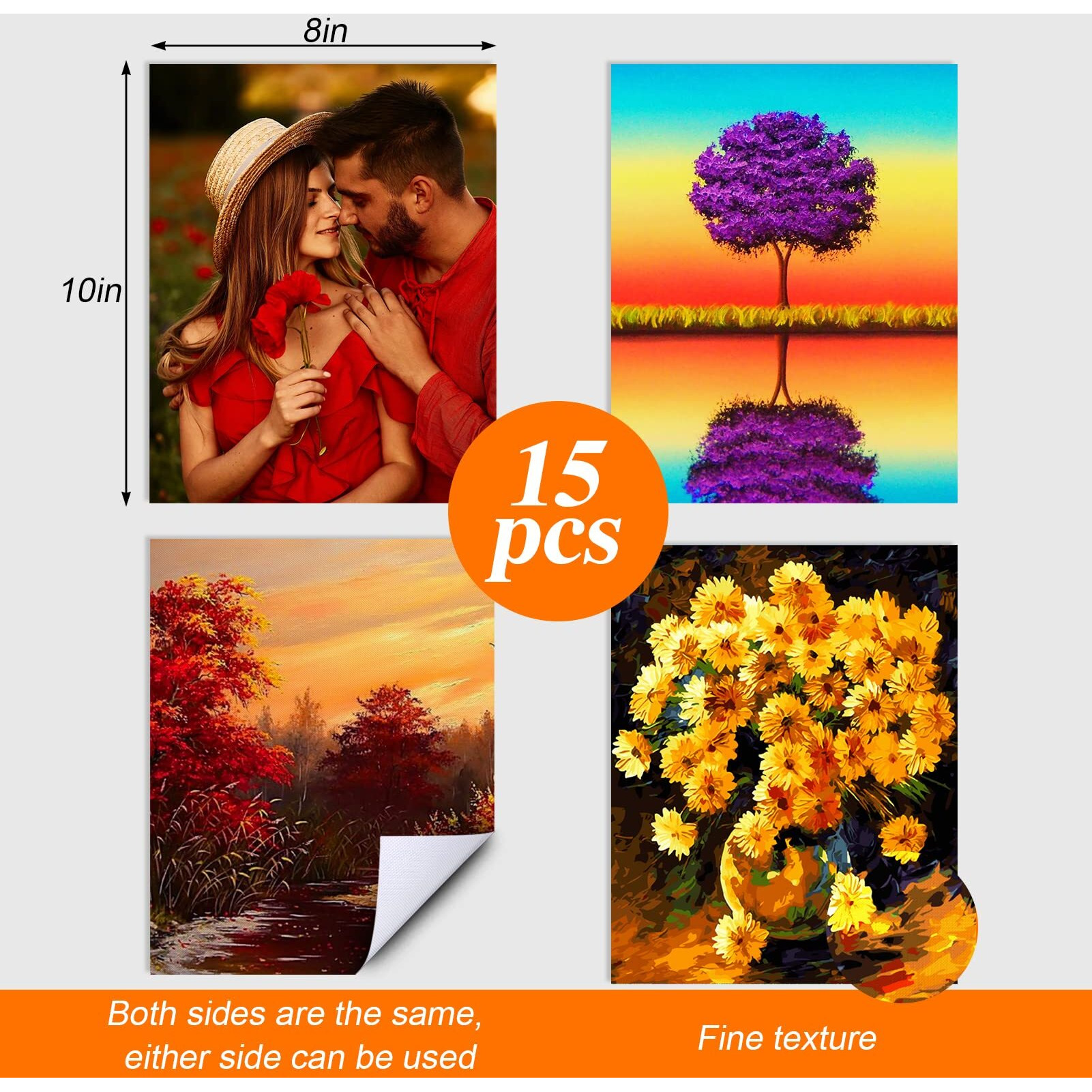 Mity Rain Sublimation Blanks Products For 8X10 Picture Frame, 15Pcs Double-Sided Sublimation Blanks Canvas For Diy Halloween Christmas Photos, Decorative Canvas Pads Sublimation Supplies