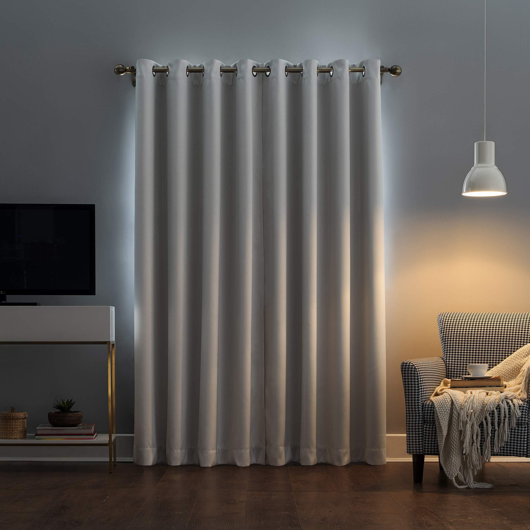 Sun Zero Nordic 2-Pack Theater Grade Extreme 100% Blackout Grommet Curtain Panel Pair, 52" X 120", Pearl