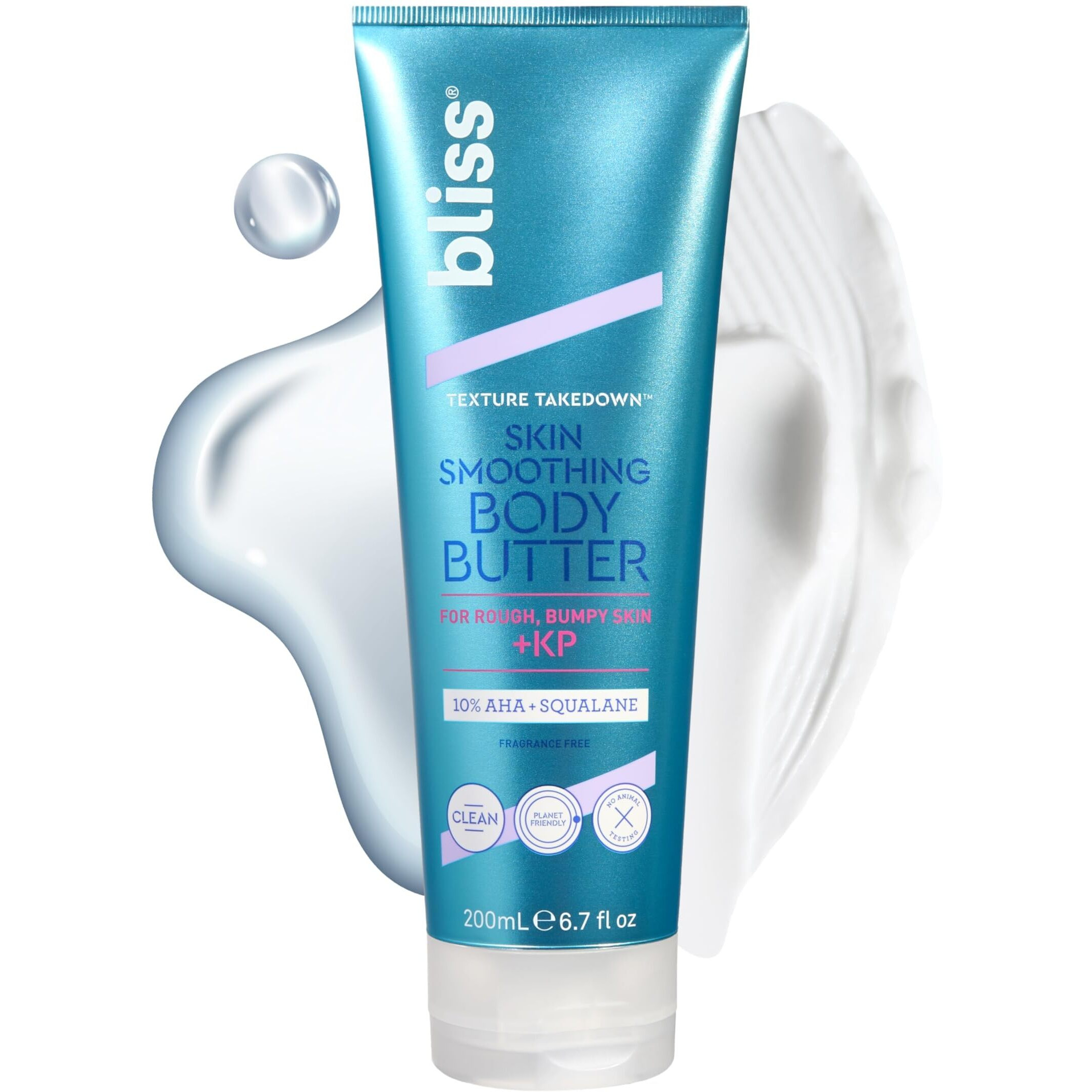 Bliss Body Butter Texture Takedown Skin Smoothing Lotion - Keratosis Pilaris Kp - 6.7 Fl Oz - For Rough, Bumpy Skin - 10% Aha + Squalane + Shea Butter - Clean - Vegan & Cruelty-Free