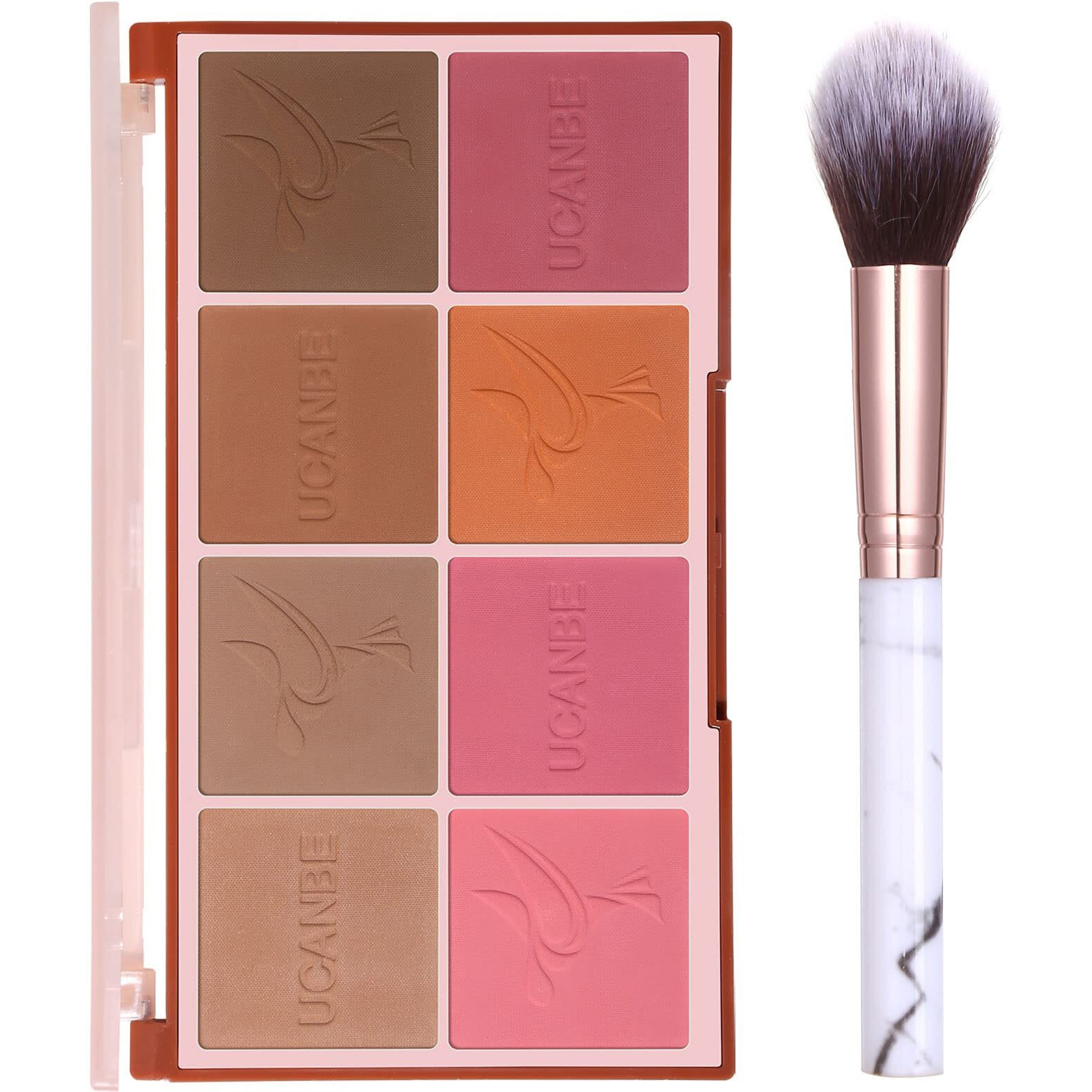 8 Colors Face Matte Blush Palette Shading Blusher With Brush - Buildable Facial Cheek Blusher Contour Bronzing Pressed Powder Makeup Pallet Women Gift Set (Multicolor, Standard Size)