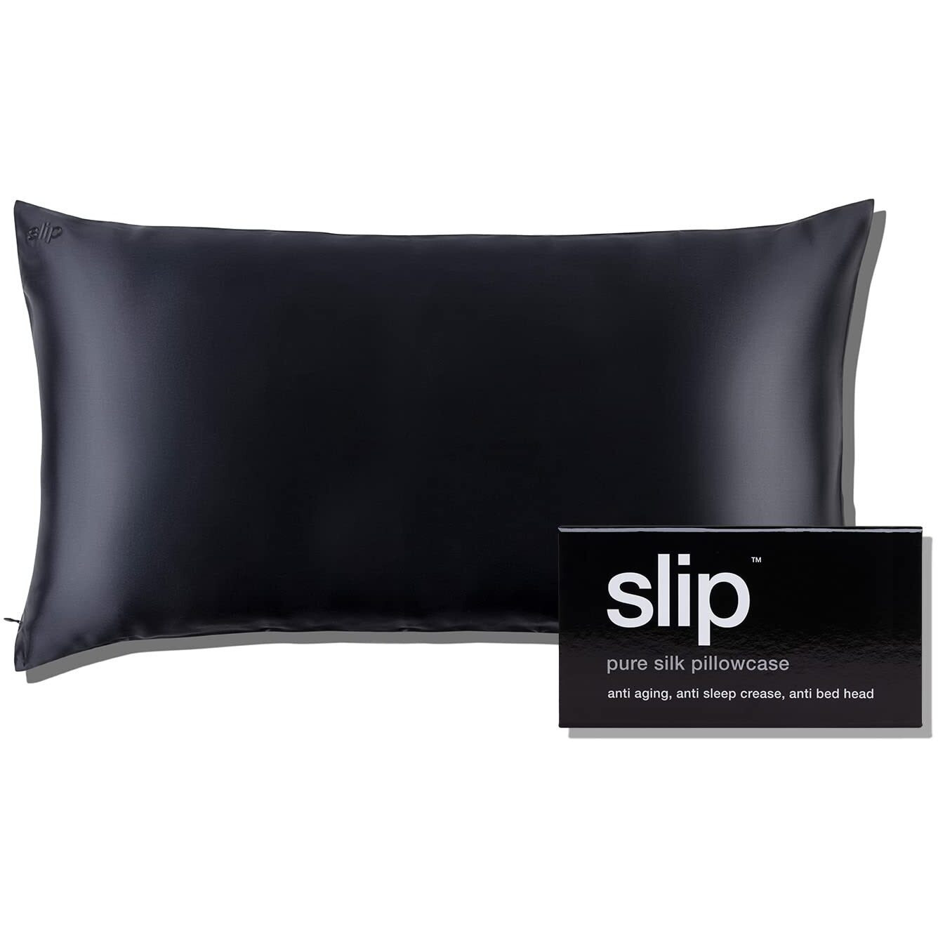 Slip Silk King Pillowcase, Black (20" X 36") - 100% Pure 22 Momme Mulberry Silk Pillowcase - Anti-Aging, Anti-Bedhead, Anti-Sleep Crease