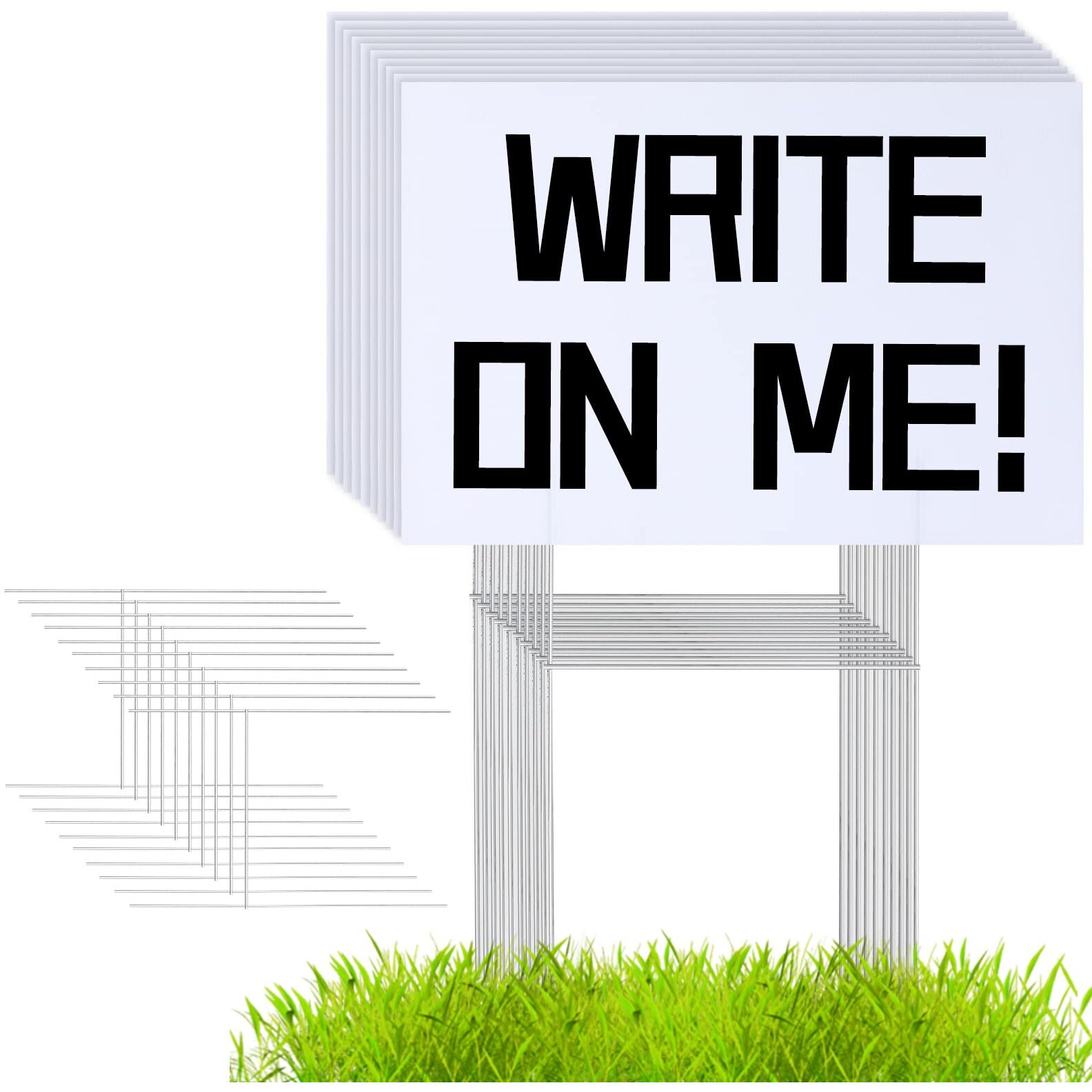 10 Pack 18 X 12 Inches Blank Yard Signs - Waterproof Corrugated Plastic Signs, Blank Yard Signs With Stakes For Gardens, Parks, Warnings, Fairs, Commercials, Garage Sale Signs, Advertising