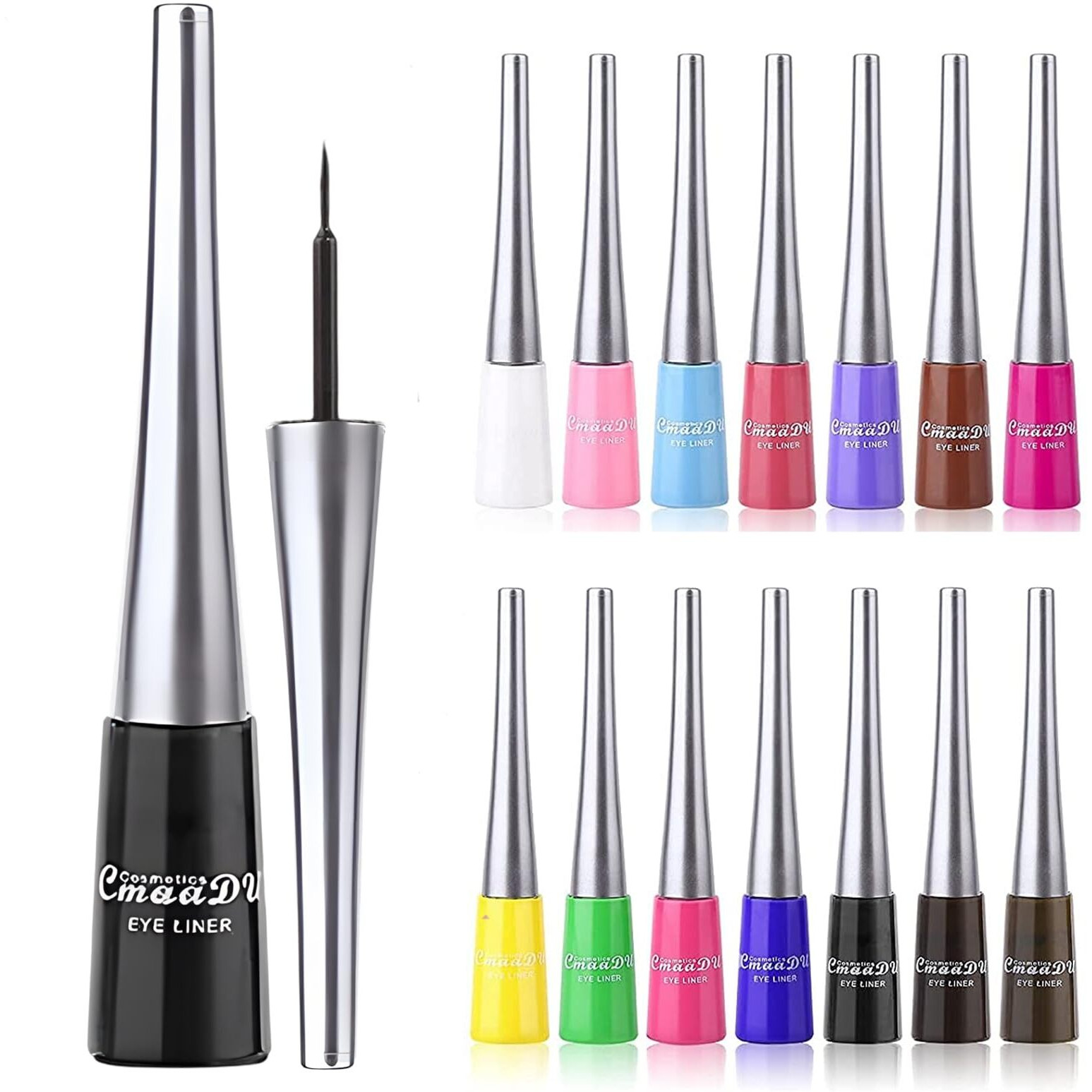 Charmcode 14 Colored Eyeliners - Liquid Color Eyeliner Highly Pigmented - White Eyeliner - Liquid Liner Coloful Set - Vivid Matte Eye Makeup