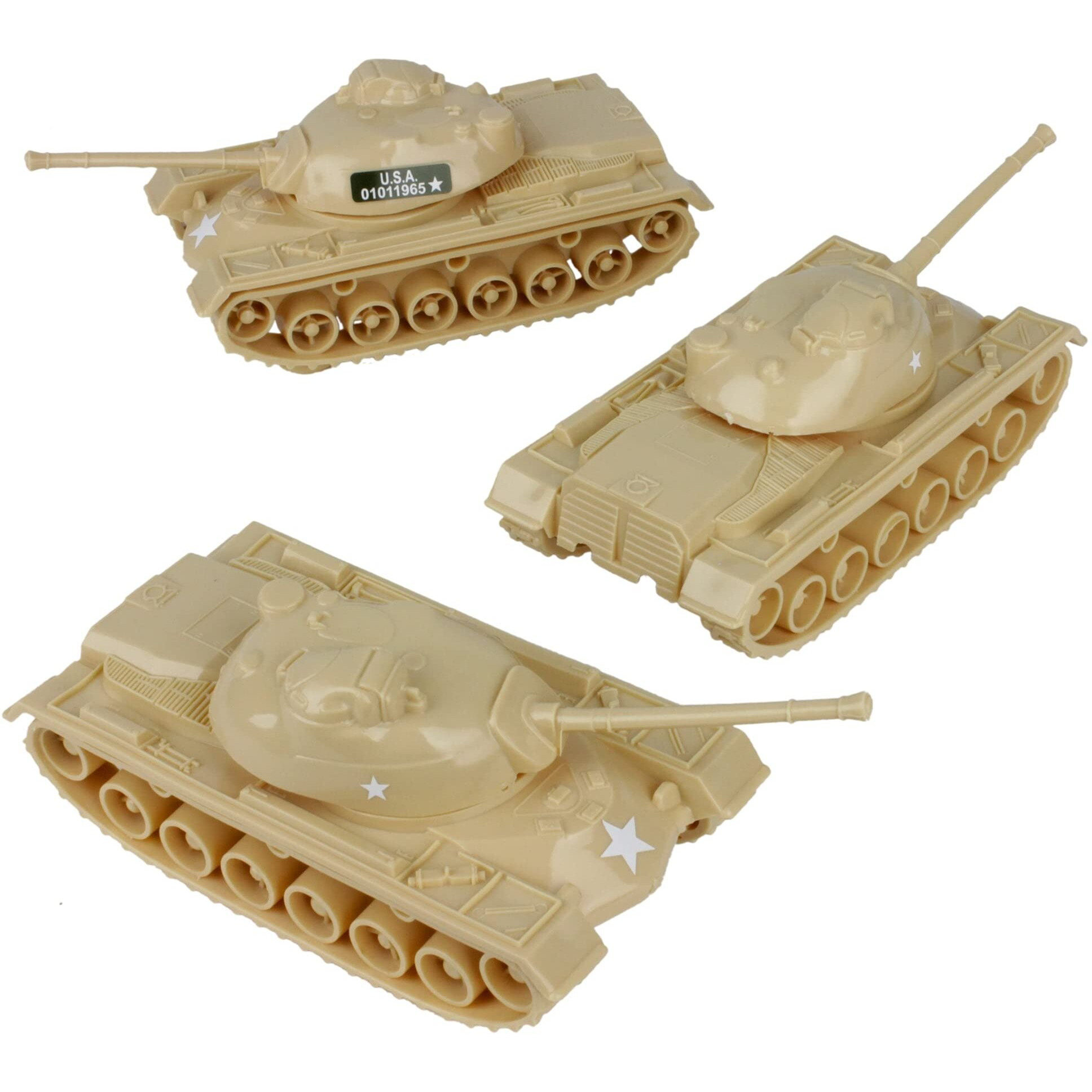 Timmee Toy Tanks For Plastic Army Men - Tan Ww2 3Pc - Made In Usa