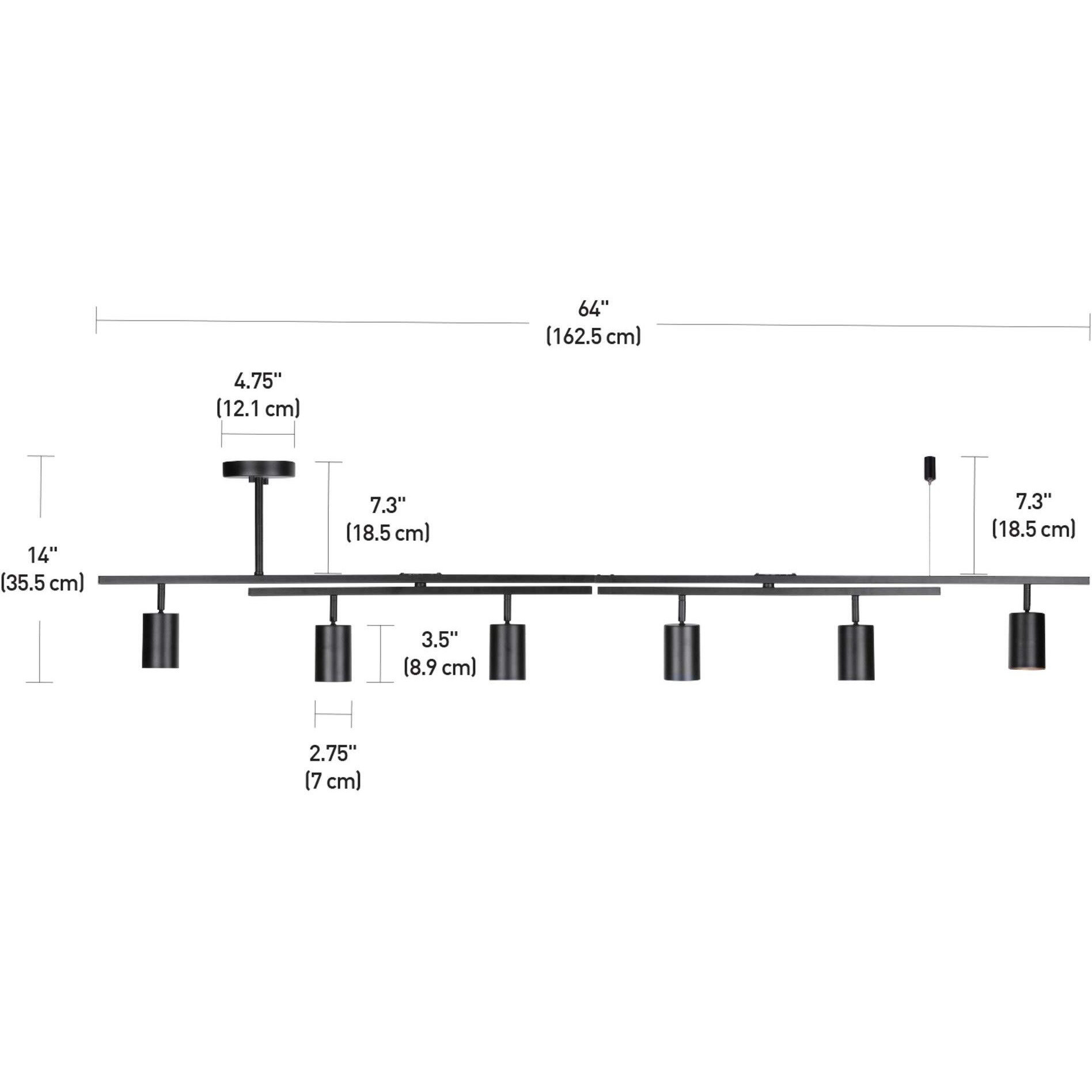 Globe Electric Waylon 6-Light Track Lighting, Matte Black, Center Swivel Bars