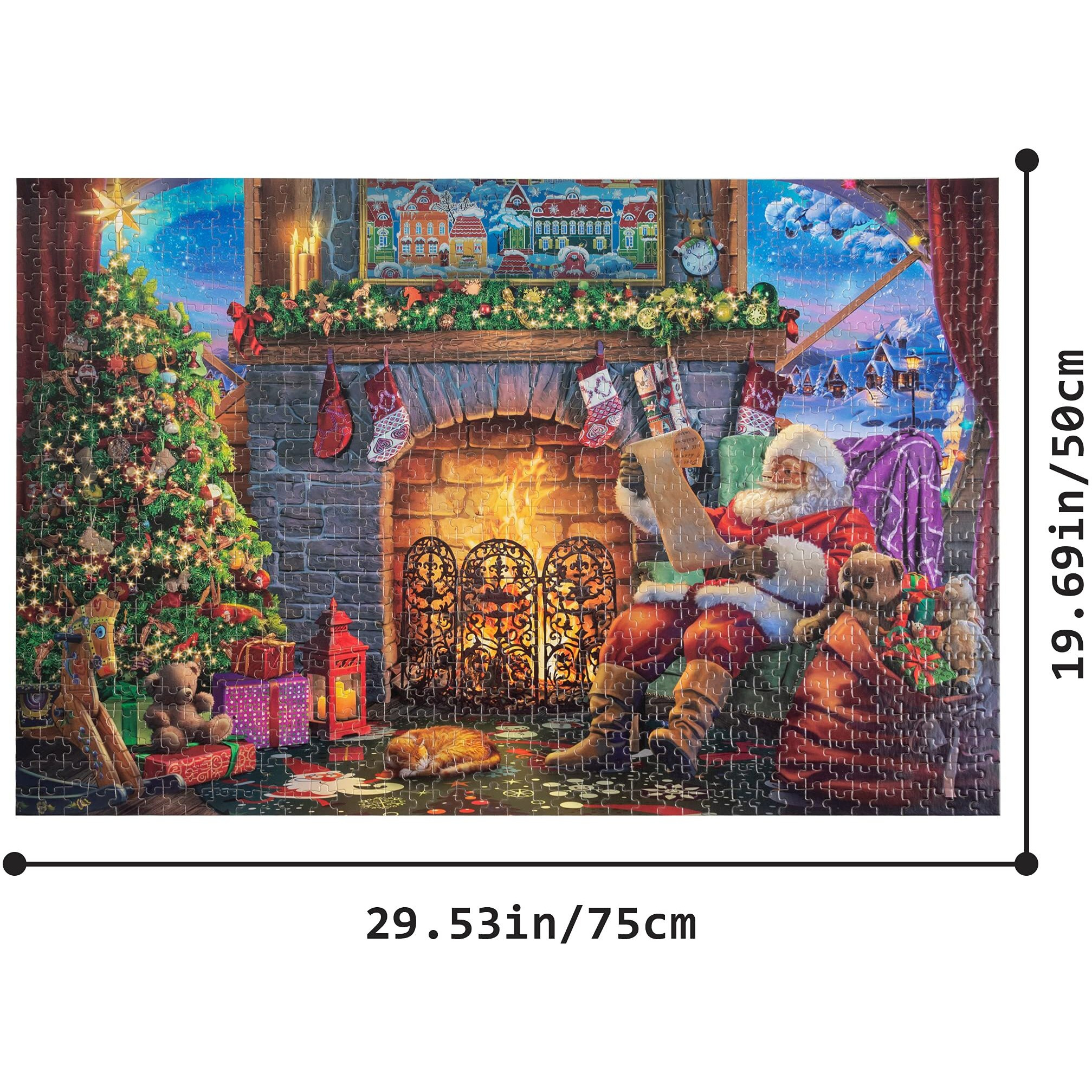 Becko Us Puzzles For Adults Wooden Jigsaw Puzzles 1000 Pieces Puzzles For Adults And Kids - Santa Claus At Fireplace Santas Wish List Warm Christmas