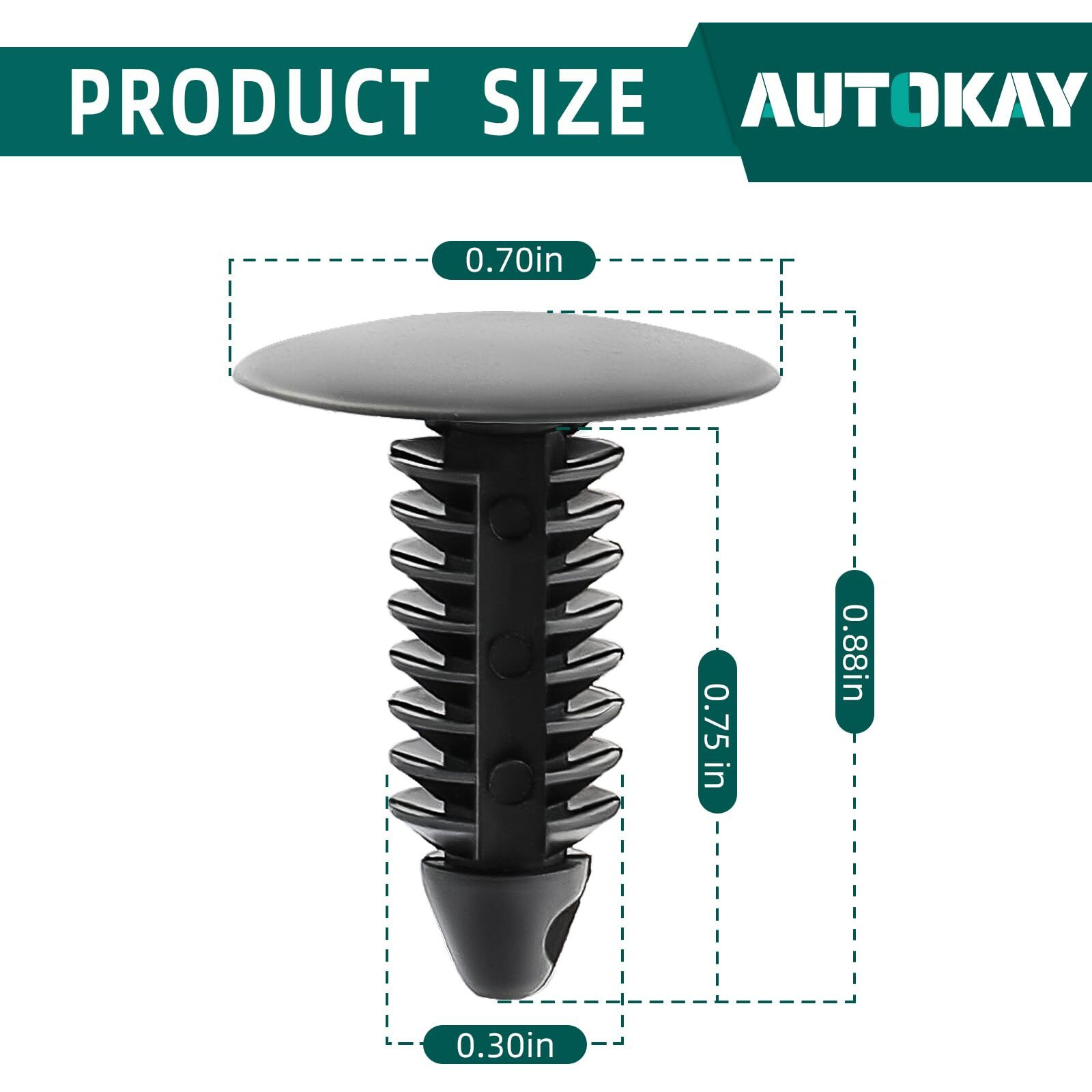 Autokay 100Pcs 8Mm Bumper Clips Auto Car Hole Plastic Rivets Fastener Retainer Clips Fender Push Pin Fits For Gm 1605396, 1595864 For Chrysler 6030441 For Ford 388577S, W705589-S300