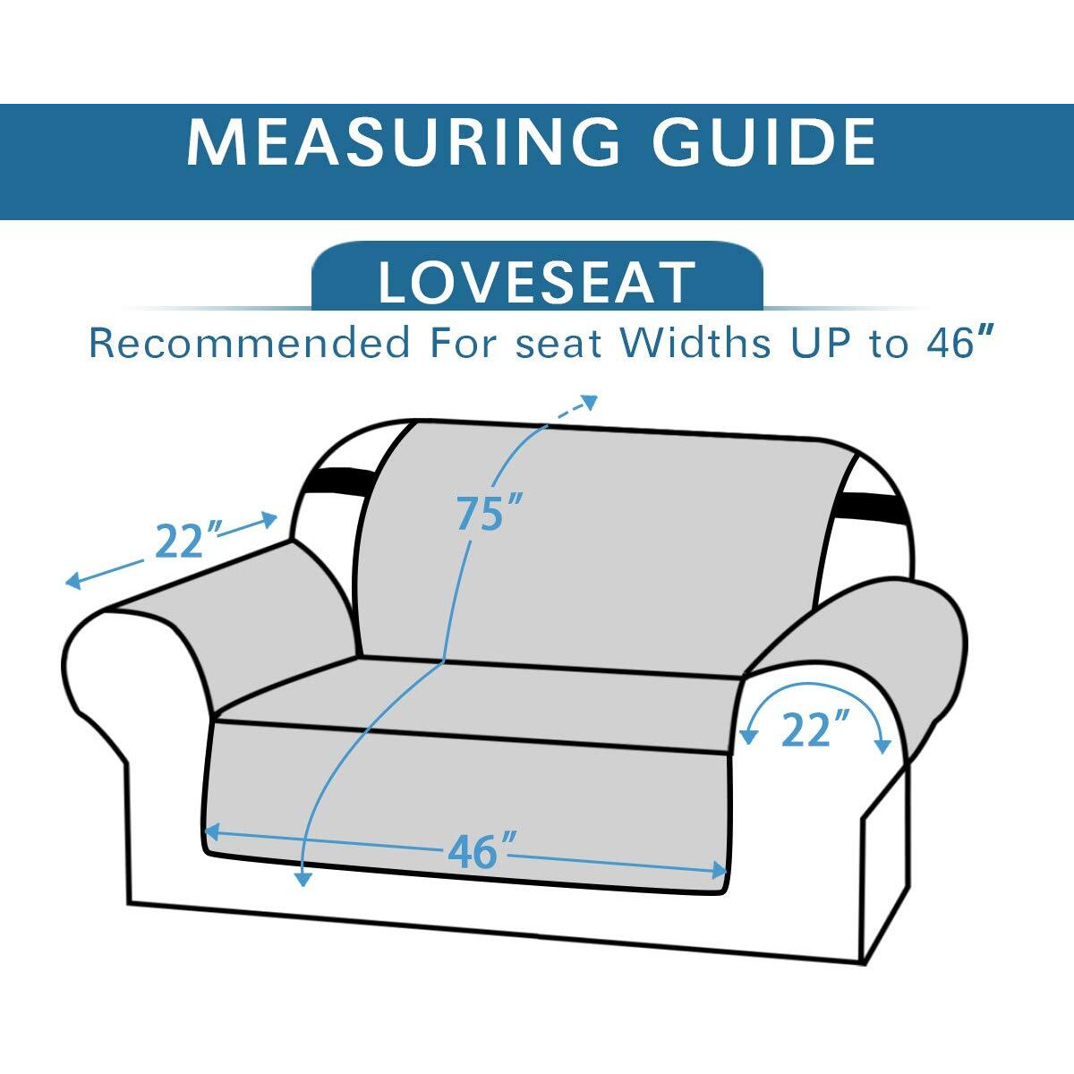H.Versailtex Reversible Loveseat Cover Furniture Protector Anti-Slip Water Resistant 2 Inch Wide Elastic Straps Couch Covers Pets Kids Fit Sitting Width Up To 46"(Love Seat 75" X 90", Black/Grey)