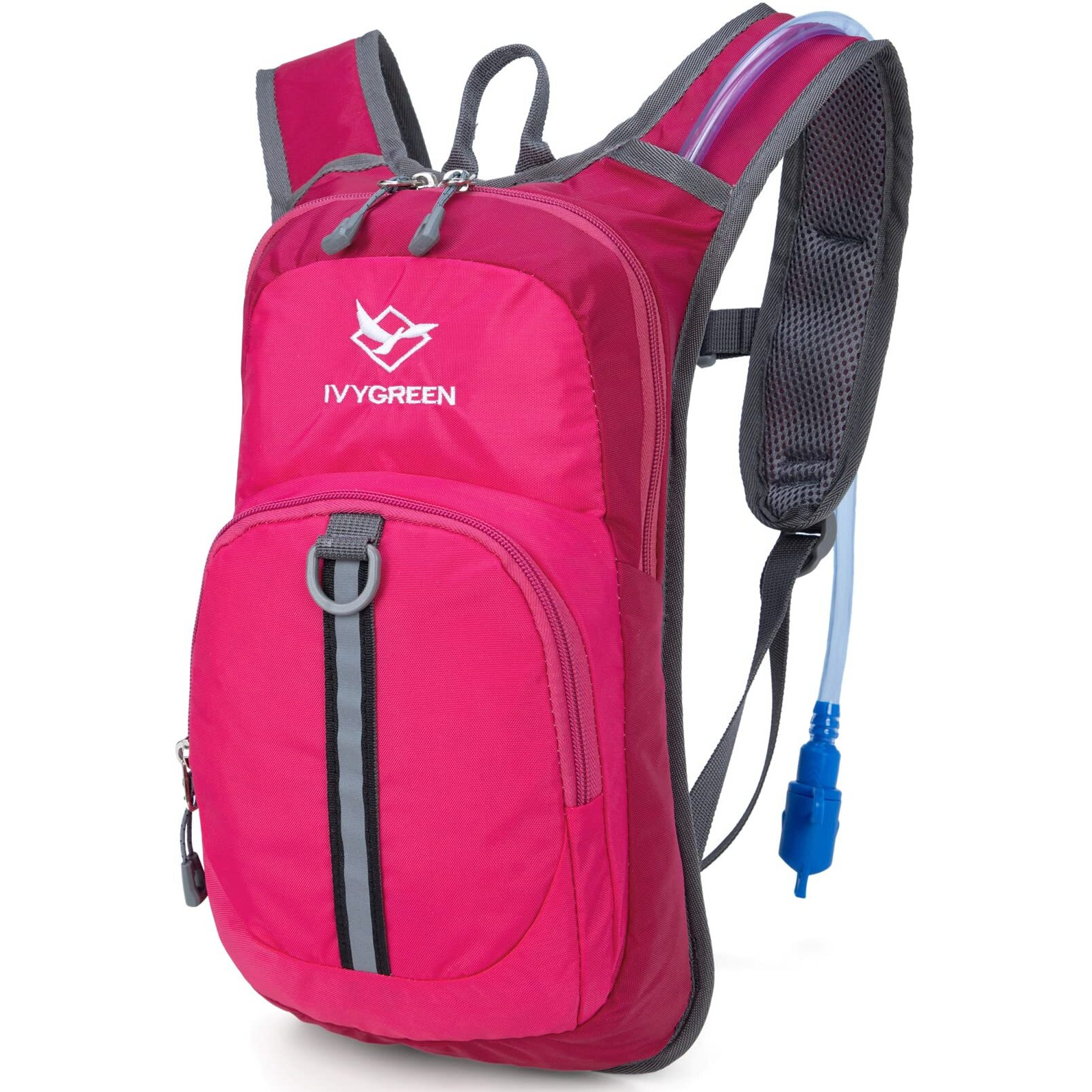 Ivygreen Kids Hydration Backpack, Hiking Backpack For Boys Or Girls With 1.5L Water Bladder (Rose Red)