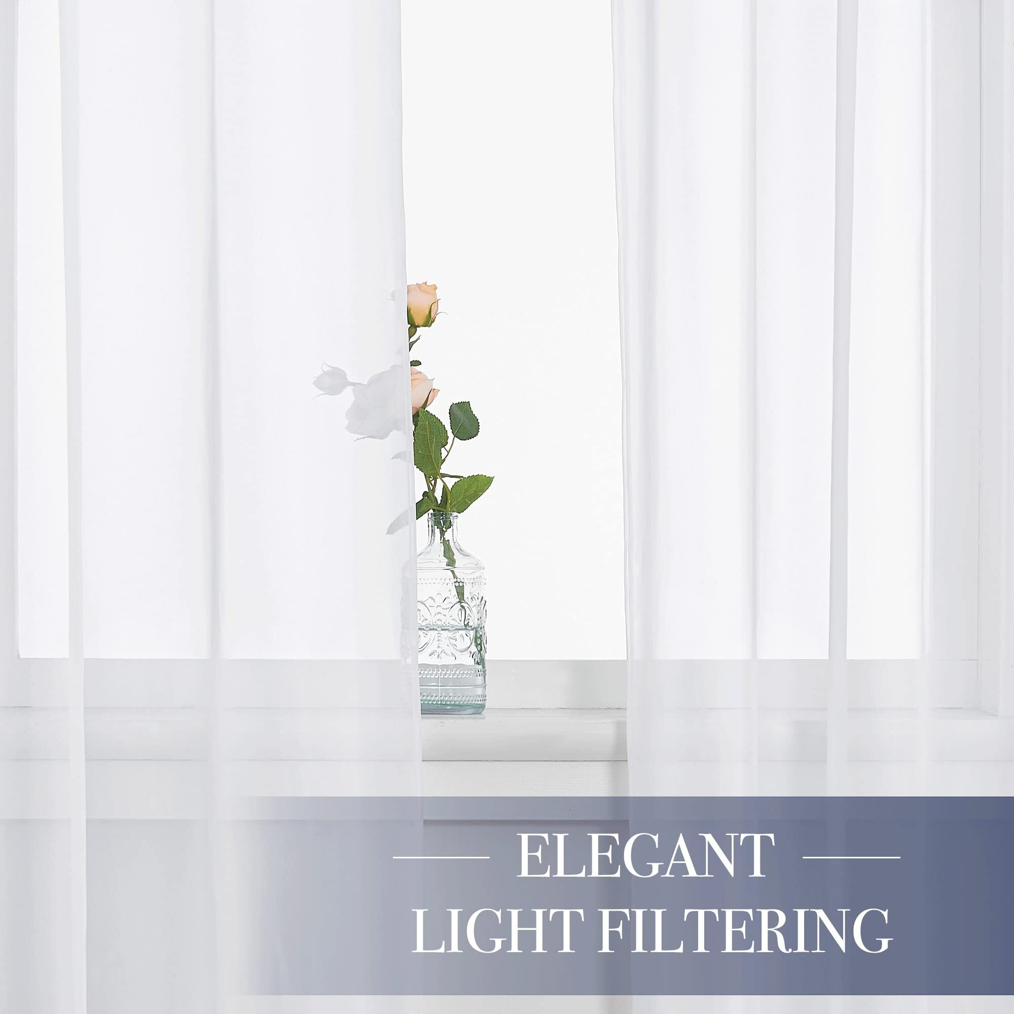 Nicetown Sheer White Curtain Sets 72 Inch Length, Window Treatment Rod Pocket Tulle Voile Drape/Panel For Living Room/Bedroom, 4 Panels, 60&quot Wide