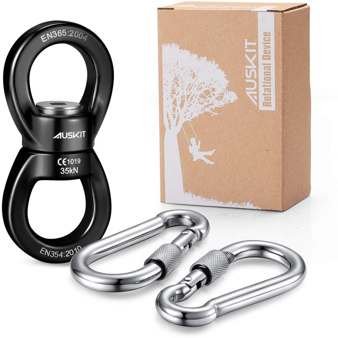 Auskit, Black Swing Swivel, 35 Kn Safest Rotational Device Hanging Accessory