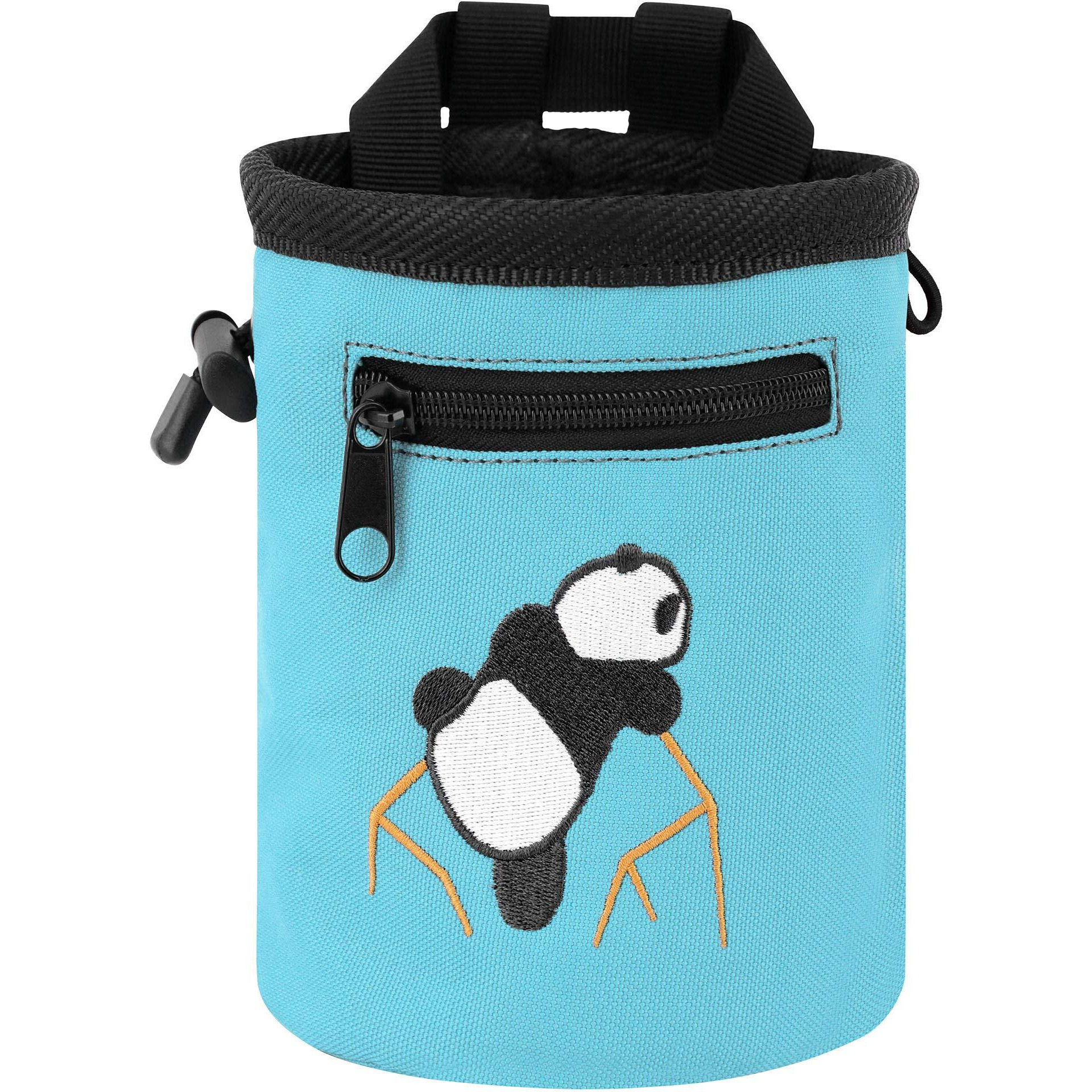 Amc Rock Climbing Panda Design Chalk Bag With Adjustable Belt, Light Blue