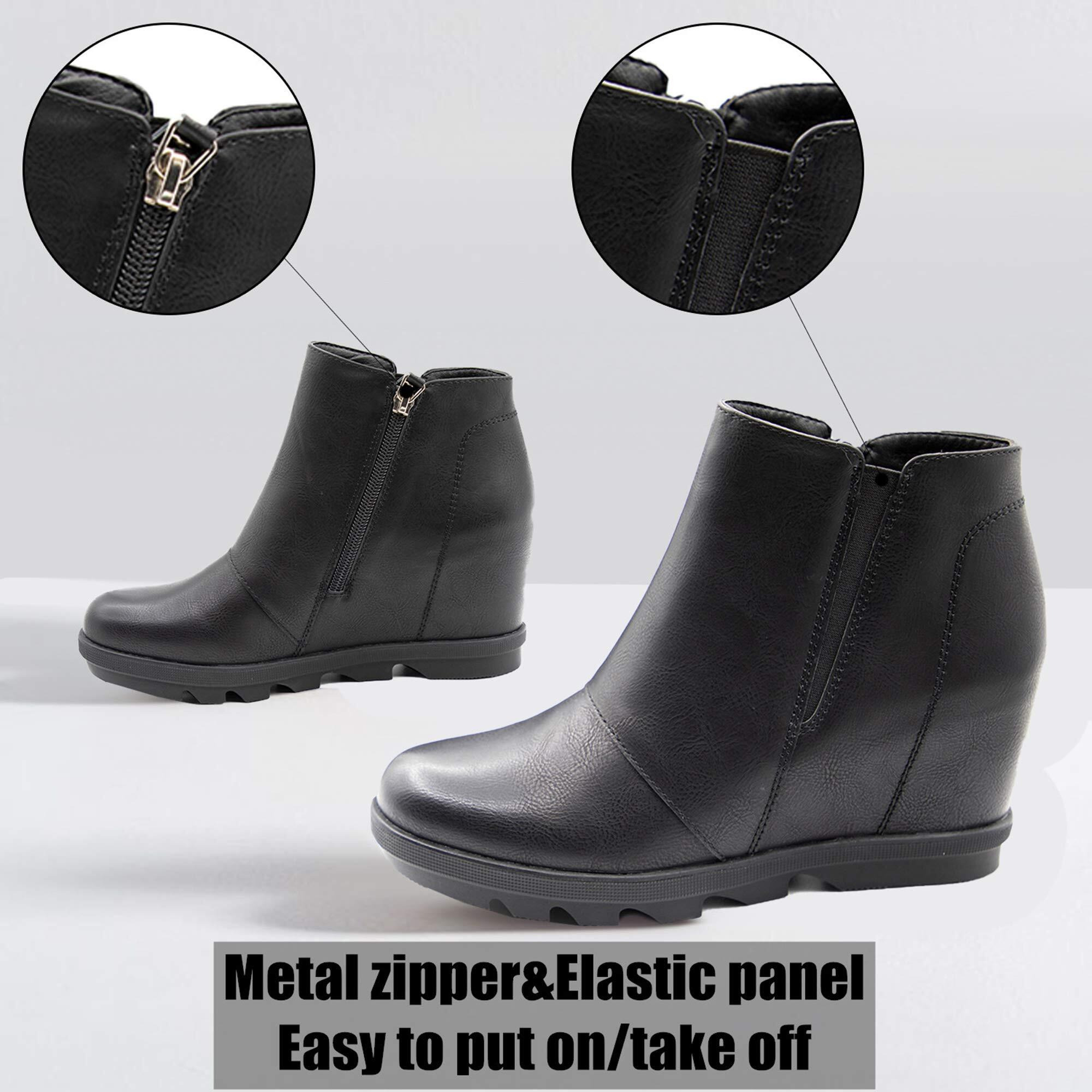 Athlefit Wedge Booties For Women With Heel Hidden Wedge Boots Comfortable Ankle Boots Black Size 7