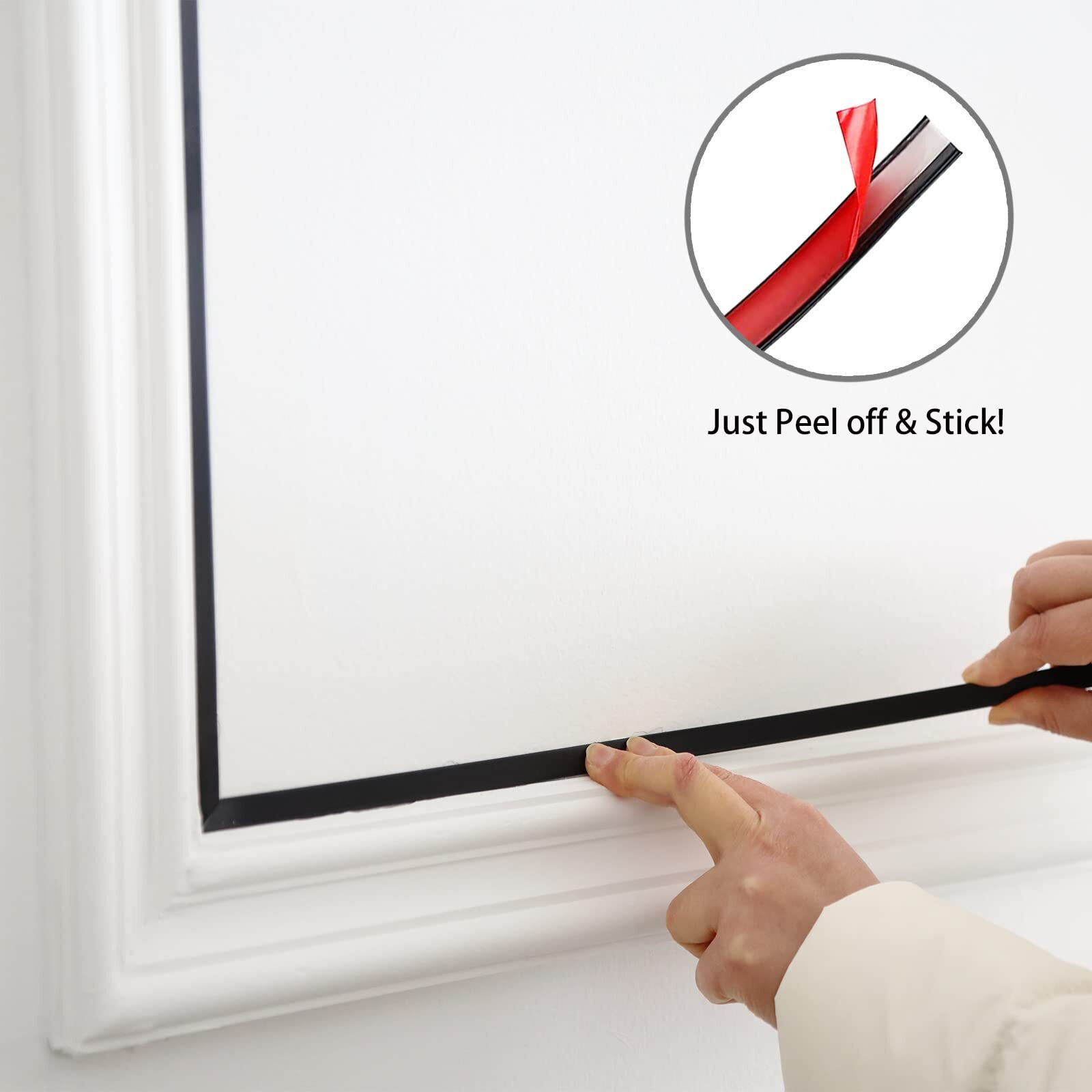 Black Trim Molding, Peel And Stick Mirror Border Design, Flexible Wall Ceiling Floor Cabinet Tile Edge Moulding, 5M X 1Cm