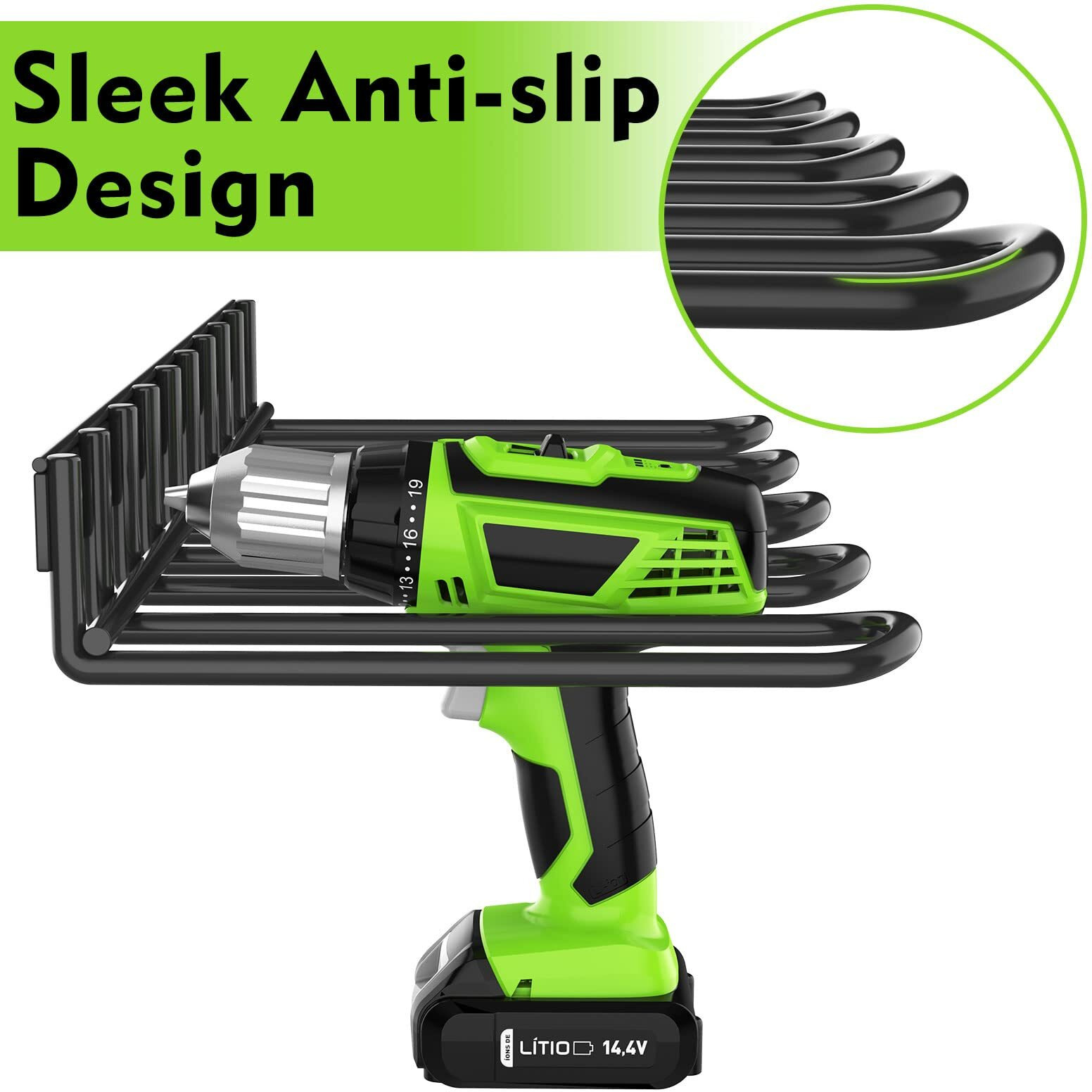 Enonci Power Tool Organizer, Drill Holder Wall Mount,Thickened Drill Rack,50 Lb Garage Storage Heavy Duty Drill Organizer Utility Storage Rack For Dewalt Milwaukee Ryobi Cordless Tools