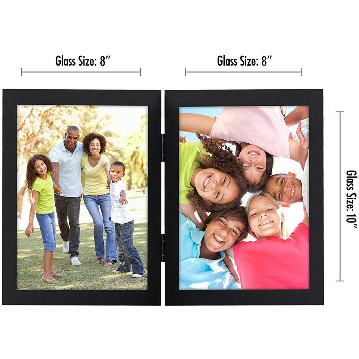 Americanflat 8X10 Hinged Picture Frame In Black With Two Displays - Composite Wood With Polished Glass For Tabletop