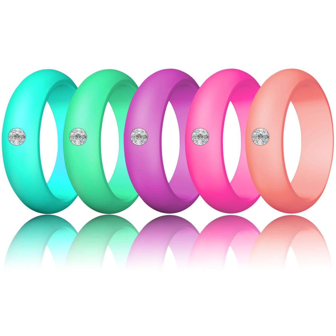 Lnq Luniqi Silicone Diamond Wedding Ring, Luniqi Silicone Band With Rhinestone For Women, Bling And Shine Diamond For Single Or Married Women, Christmas, Mather's Day, Valentine's Day, Wedding Show