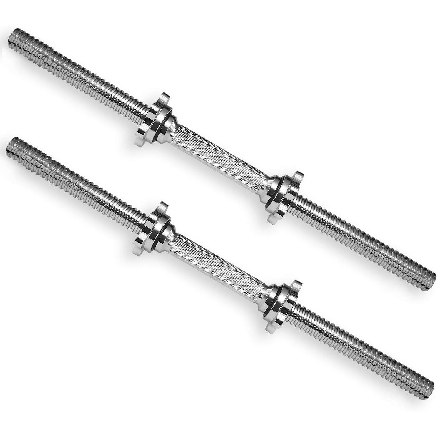 A2Zcare Threaded Dumbbell Handlesadjustable Dumbbell Bar Handles - Fit 1 Inch Standard Weight Plate - Weightlifting Accessories - Sold In Pair (Chrome Handgrips - 24 Inch)