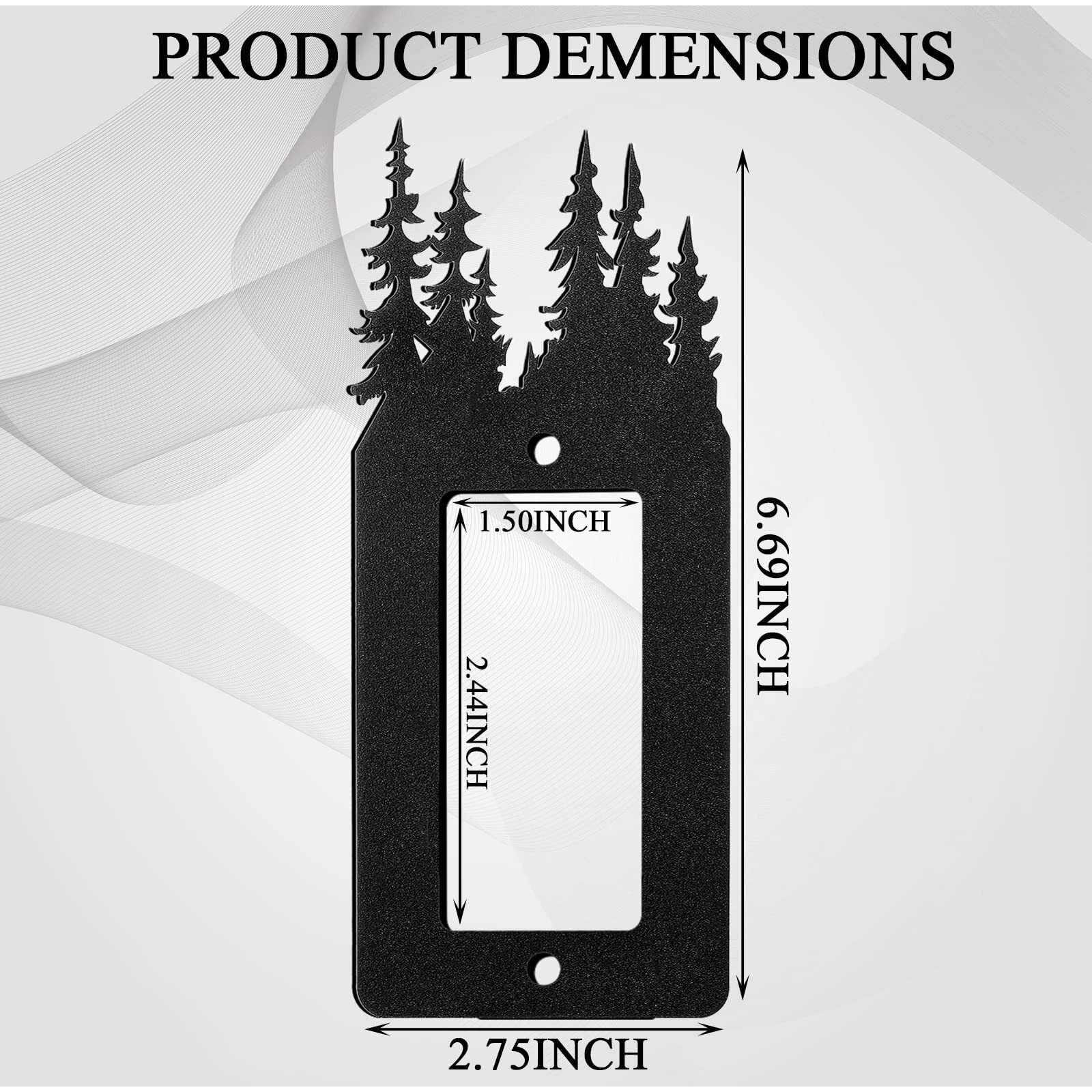 6 Pieces Metal Bear Light Switch Cover Moose Tree Mountain Elk Black Light Switch Plate Forest Outlet Cover Toggle Light Switch Wall Plate Cover For Home Bedroom (Single Flat Switch)