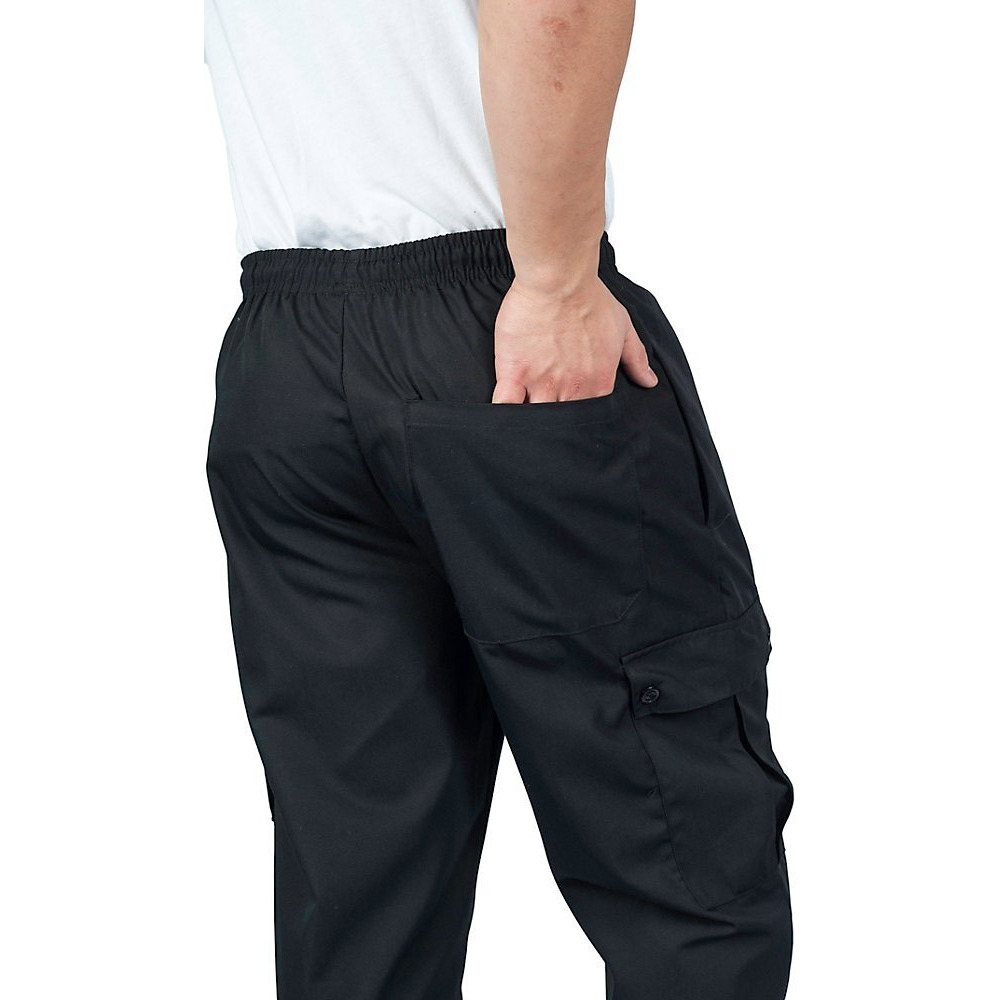 Kng Black Chef Pants For Men And Women - Baggy Black Cargo Pants With Drawstring And Elastic Waist - Food Service Chef Uniform For Restaurant Kitchen Workers - S
