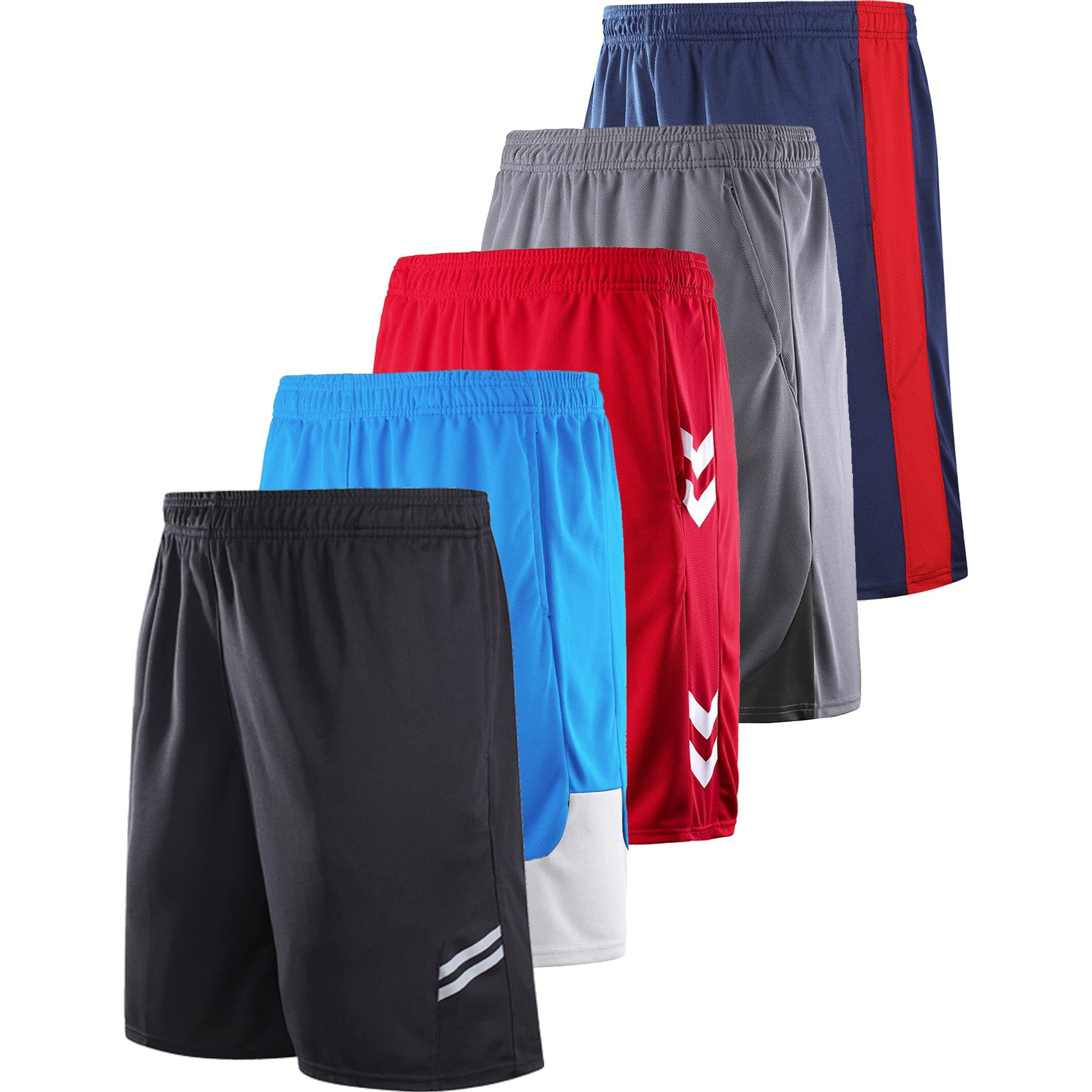 Liberty Imports 5 Pack Big Boys Youth Athletic Mesh Basketball Shorts With Pockets Quick Dry Activewear (Edition 2, X-Large)