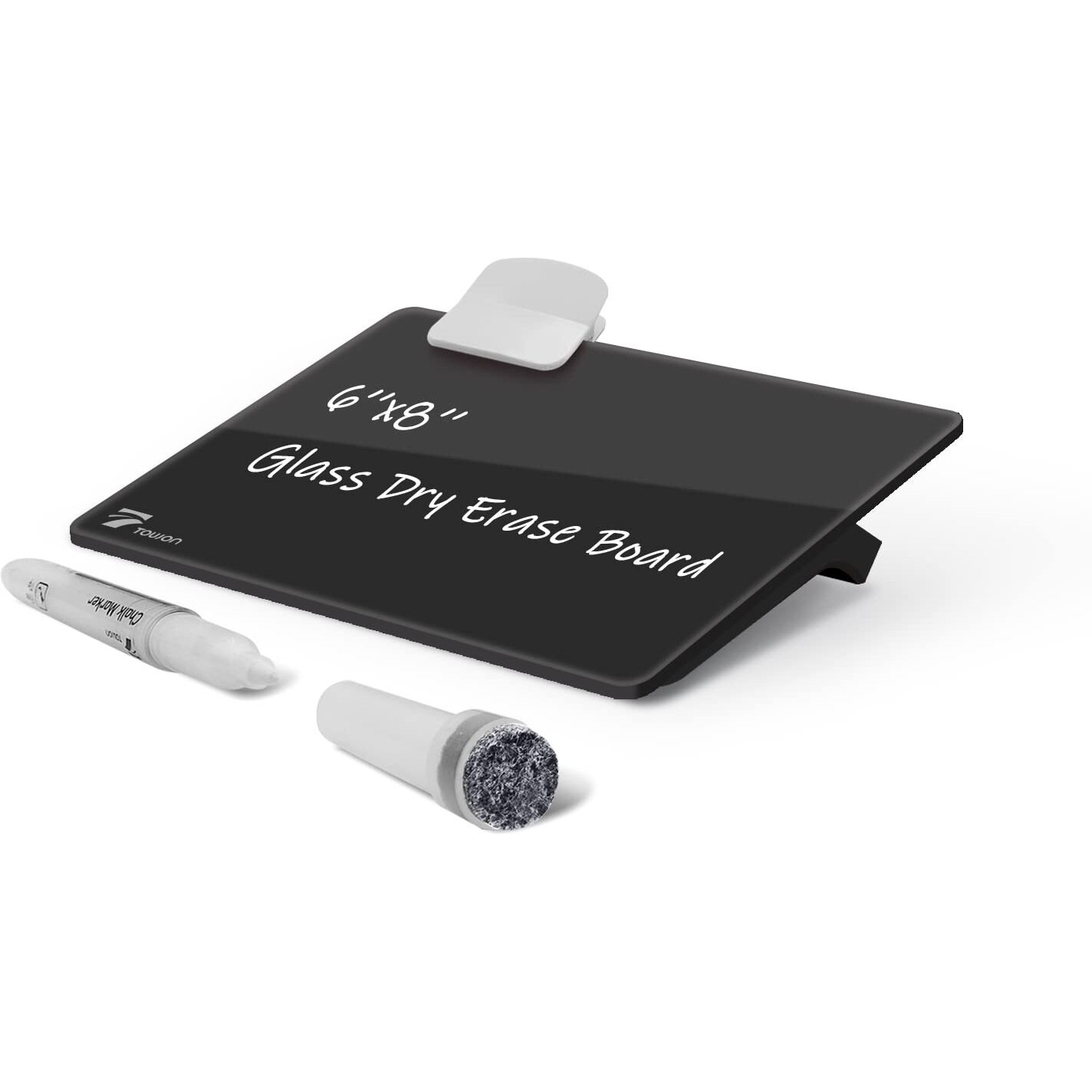 Towon Desk Whiteboard Glass, Desktop White Board Dry Erase, Office Desk Supplies, Stenography Artifact For Office Home Schooling, 8X6 Inches, Black