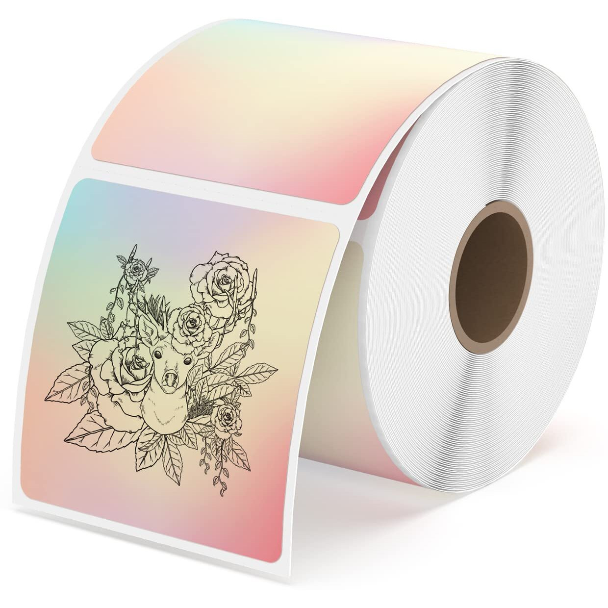 Munbyn Square Thermal Label Stickers, 2 X 2 Rainbow Color Thermal Labels, Multi-Purpose Thermal Stickers For Business, Diy Logo Design, 500 Labels