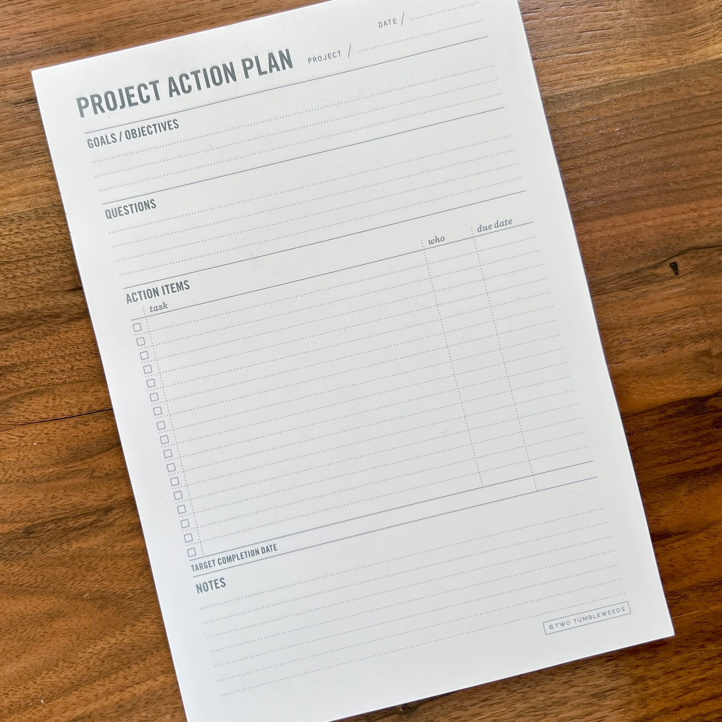 Two Tumbleweeds - Project Planner Notepad - 7 X 10