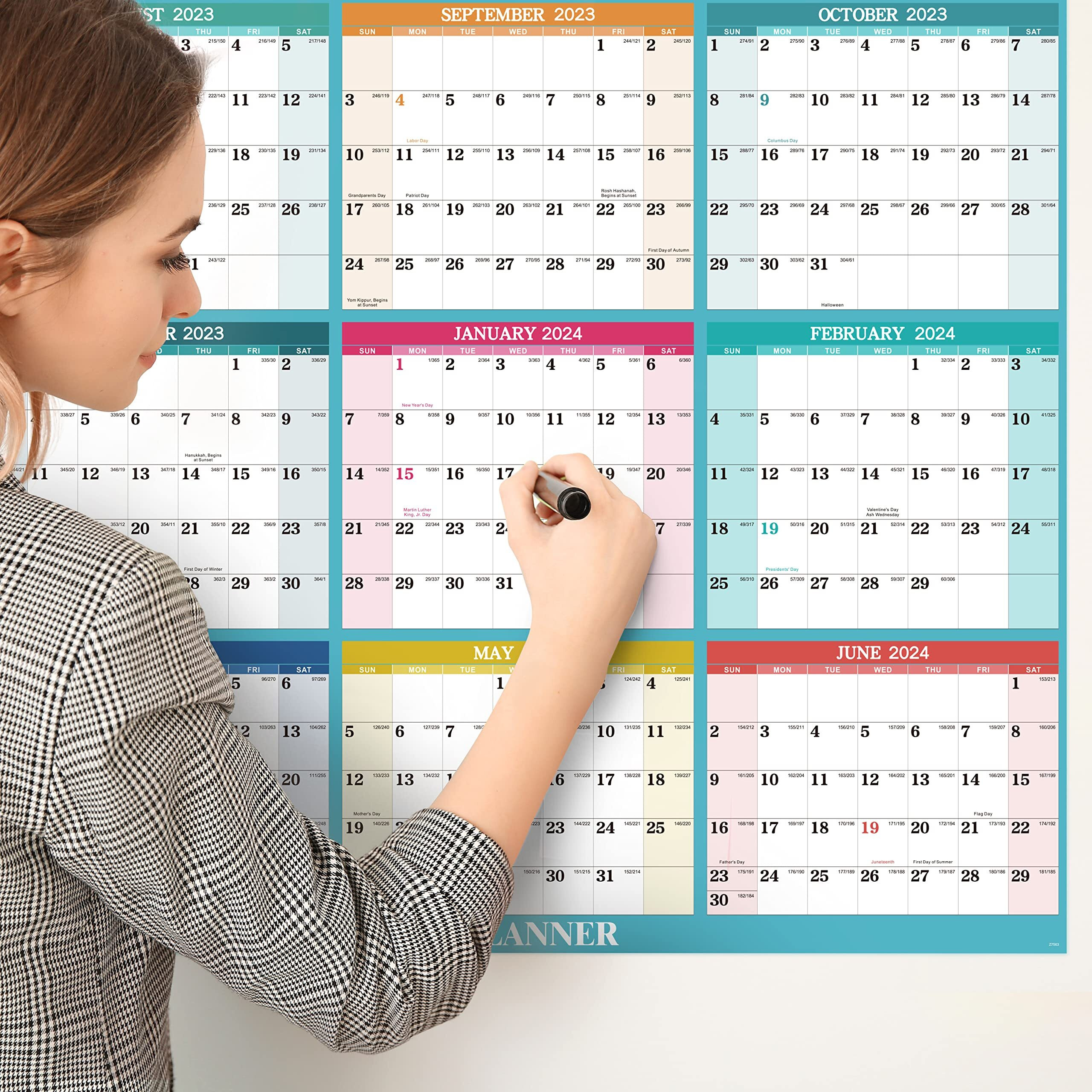 2023-2024 Yearly Wall Calendar - Dry Erase Calendar, Erasable Wall Calendar 2023-2024, Jul. 2023 - Jun. 2024, 12 Months Yearly Wall Calendar, 34.8''