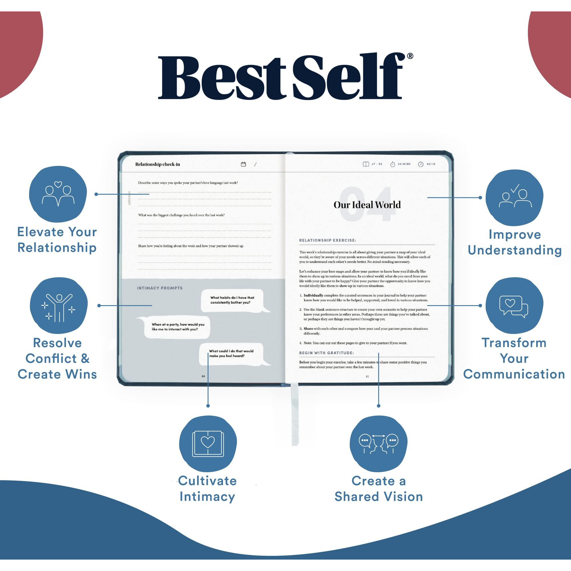 Bestself Relationship Journals - 13-Week Guided Couples Therapy Workbook To Grow Love Together