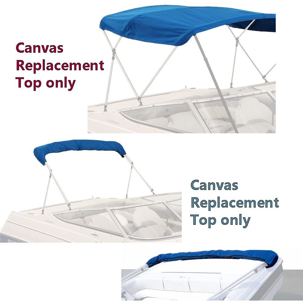 Savvycraft 4 Bow Bimini Top Replacement Cover 10 Feet Long, Durable Marine Grade Canvas Sun Shade Boat Canopy, Easy Install Zipper Sleeves, 4 Bow 120 Inches Long, 85-90 Inches Wide, Blue Color