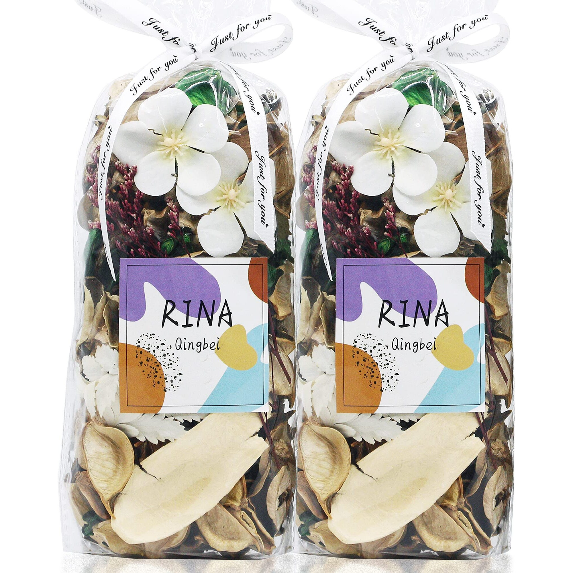 Qingbei Rina Potpourri Bags,Vanilla Scented Potpourri Bowl Filler,White Decorative Dried Flower, Home Fragrance, Vase Filler,8.4 Oz|2 Bags
