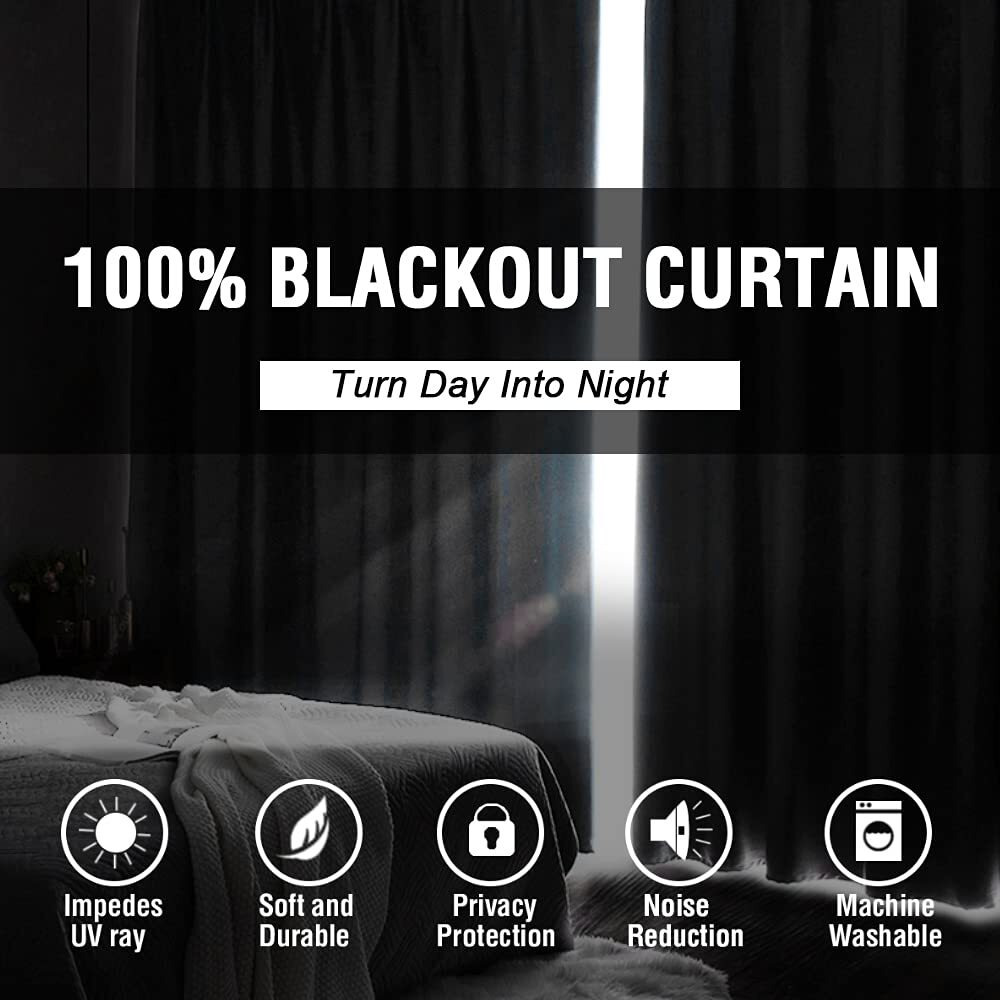 100% Blackout Curtains For Bedroom Thermal Insulated Blackout Curtains 54 Inch Length Heat And Full Light Blocking Curtains Window Drapes For Living Room With Black Liner 2 Panels Set, Light Sage