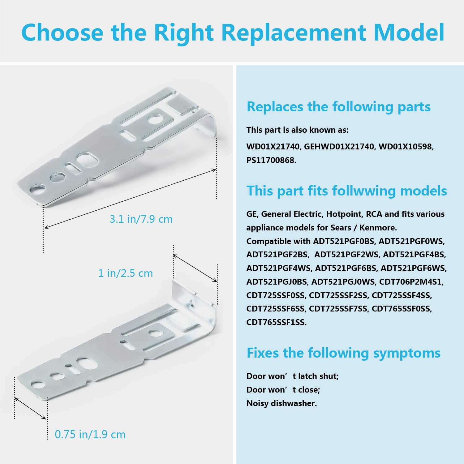 2 Pcs Dishwasher Countertop Mounting Bracket Wd01X21740, Compatible With Ge, Hotpoint, Replaces Wd01X10598, Ps11700868