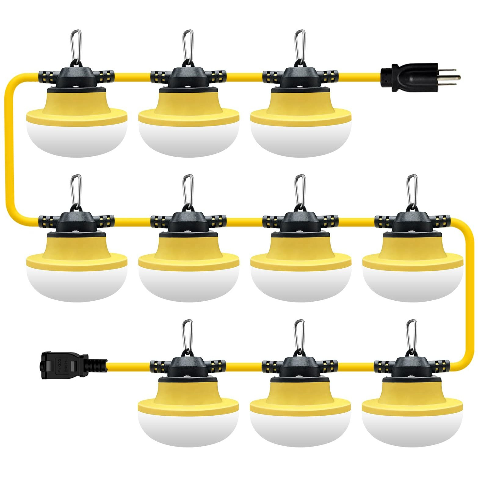 Muasdae New 100Ft Construction String Lights Led Industrial Grade Best For Construction Sites,Renovation, Walkways,Patio,Mine Cave,Outdoor Lighting Solutions Use,Free For Climbing Hook 3Prong