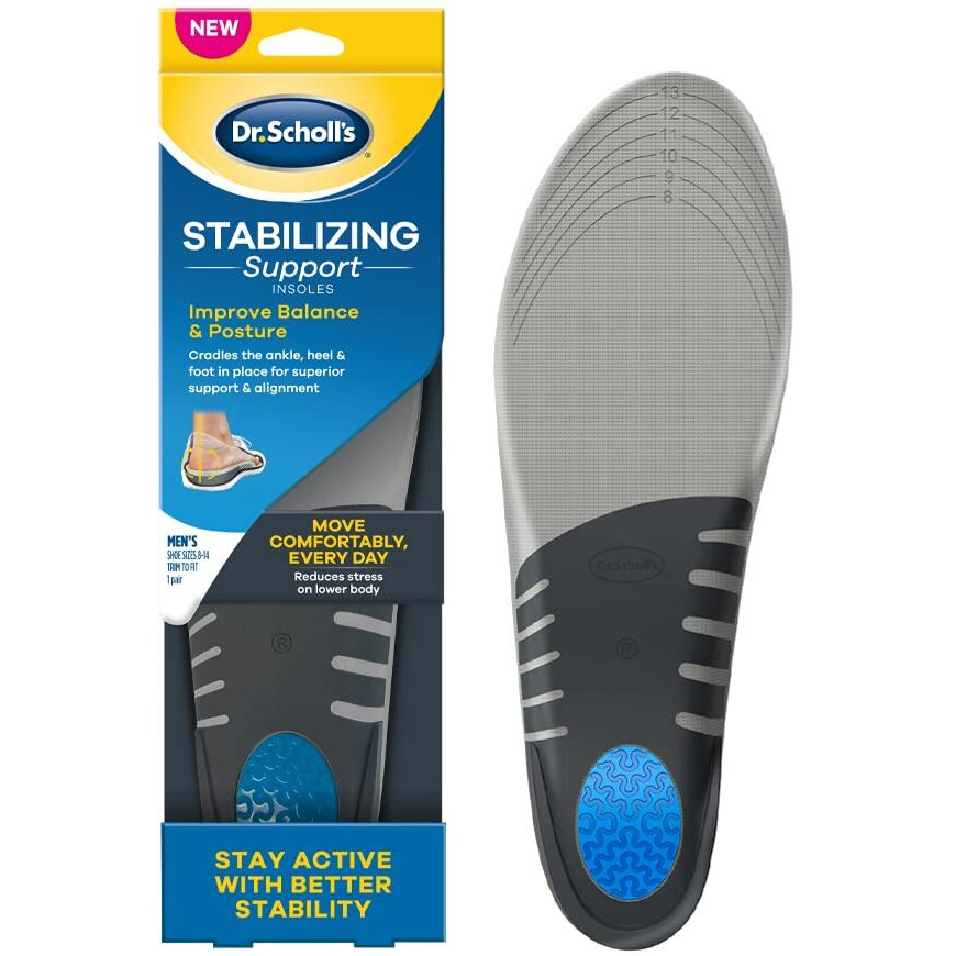 Dr. Scholl's Stabilizing Support Insole Improves Posture, Alignment & Balance. Added Arch Support For Flat Feet & Overpronation (Men's 8-14), Trim To Fit Inserts