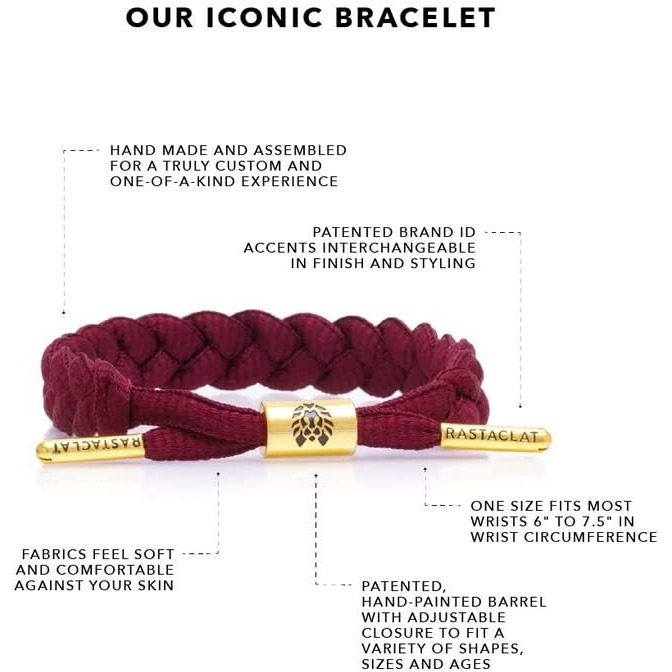 Rastaclat Original Hand Braided Burgundy Merlot Men's Adjustable Bracelet For All Ages