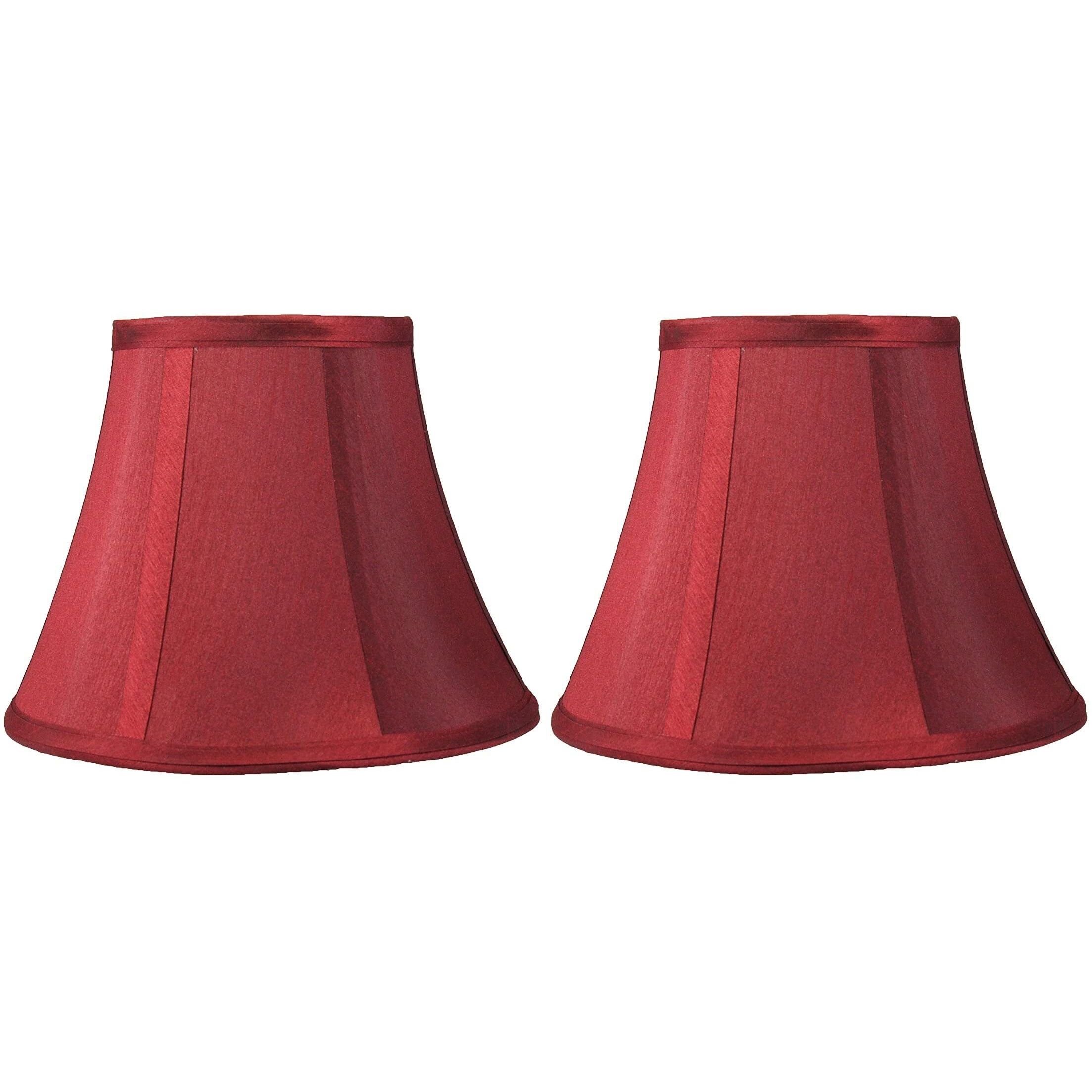 Urbanest Set Of 2 Softback Bell Lampshade, Faux Silk, 5-Inch By 9-Inch By 7-Inch, Burgundy, Spider-Fitter