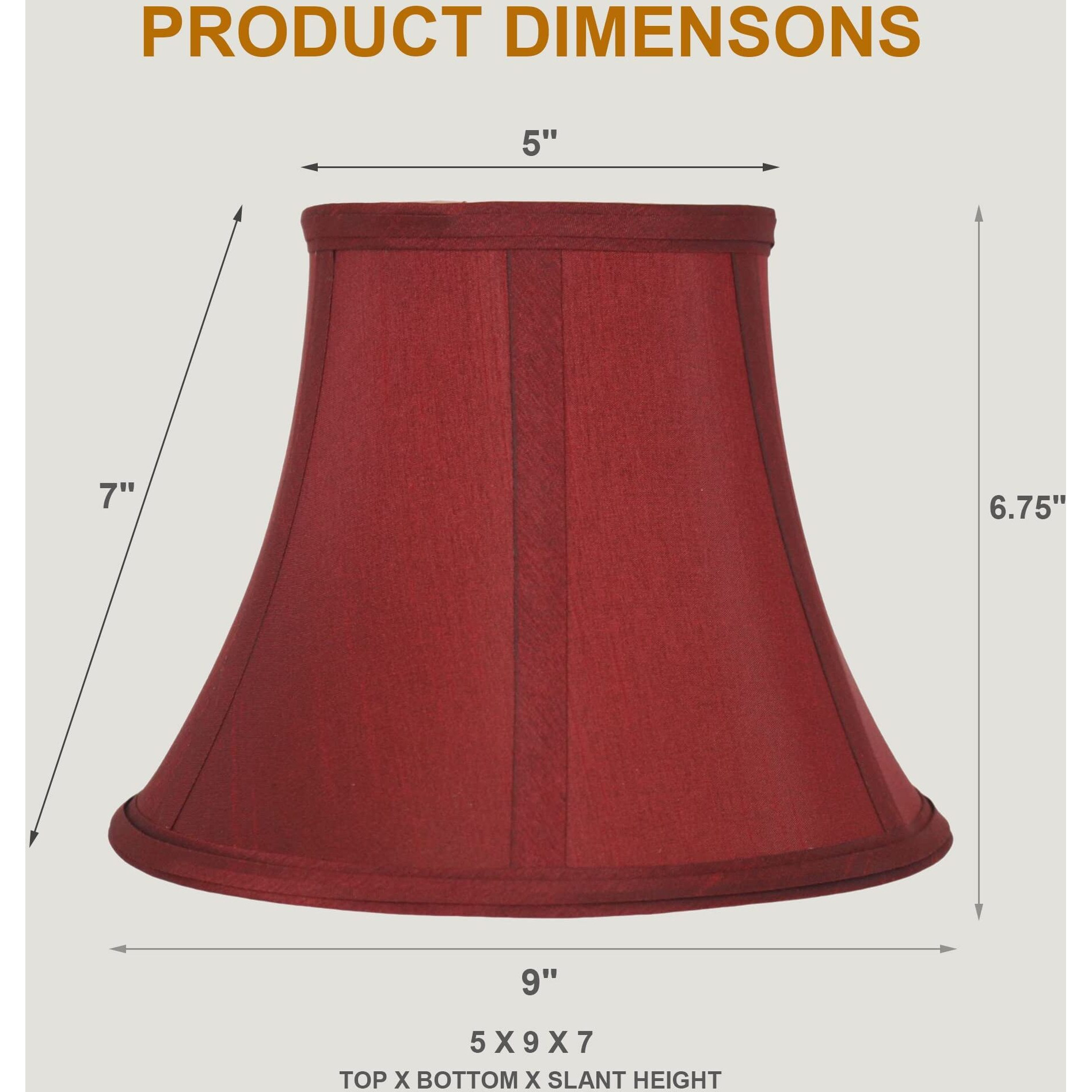Urbanest Set Of 2 Softback Bell Lampshade, Faux Silk, 5-Inch By 9-Inch By 7-Inch, Burgundy, Spider-Fitter