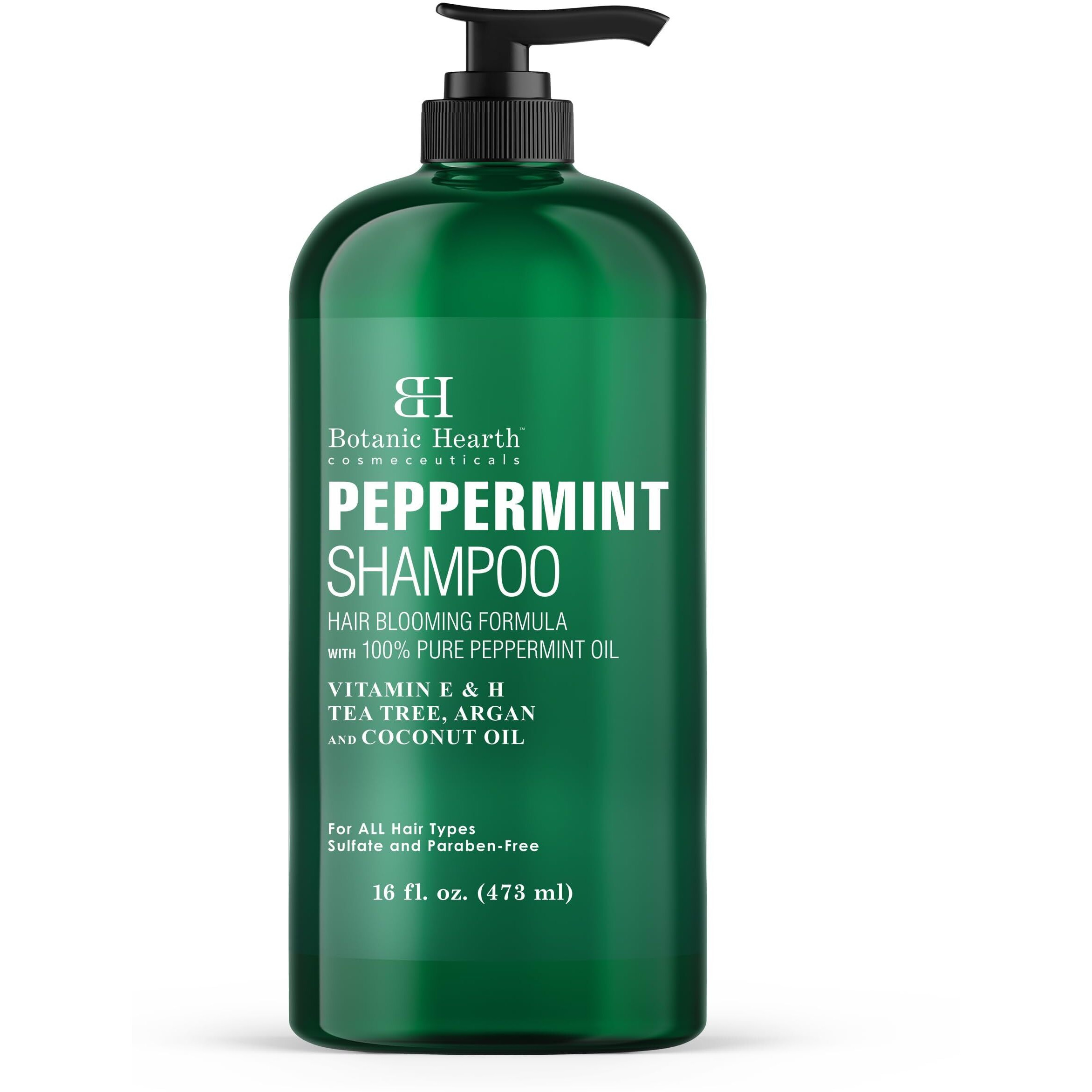 Botanic Hearth Peppermint Oil Shampoo | Hair Blooming Formula With Keratin For Thinning Hair | Fights Hair Loss, Promotes Hair Growth | Sulfate Free For Men And Women | 16 Fl Oz