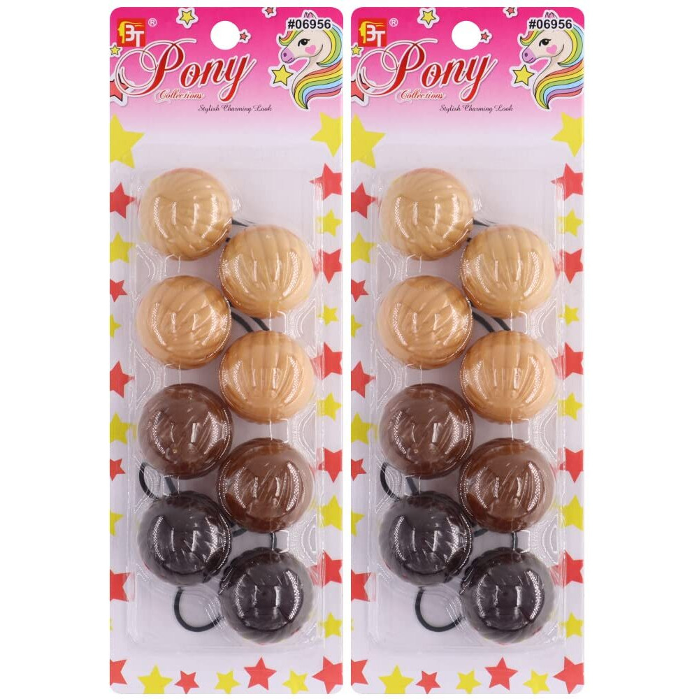 8 Pcs Hair Ties 40Mm Large Ball Bubble Ponytail Holders Colorful Elastic Accessories For Kids Children Girls Women All Ages (Brown Assorted)
