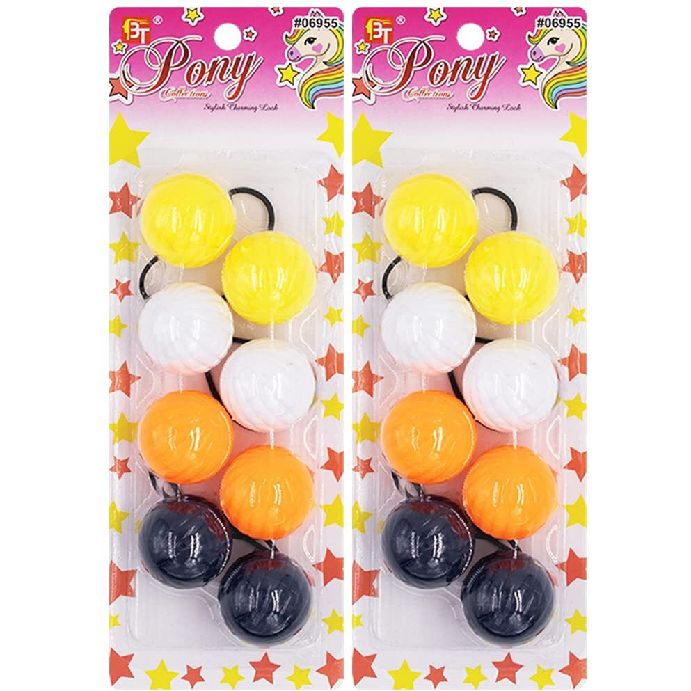 8 Pcs Hair Ties 40Mm Large Ball Bubble Ponytail Holders Colorful Elastic Accessories For Kids Children Girls Women All Ages (Yellow/White/Orange/Navy)