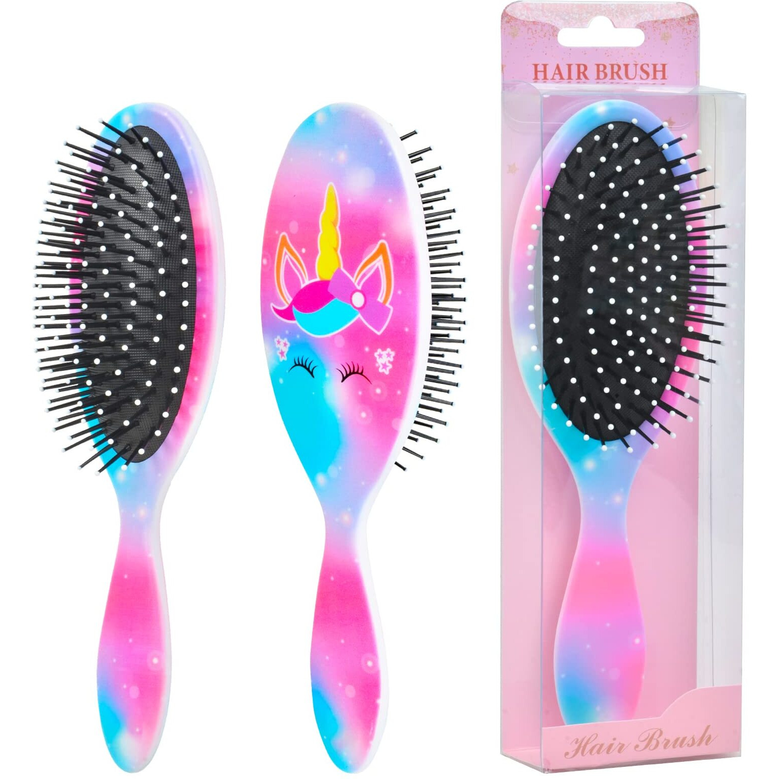 Kids Hair Brush Girls, Toddler Wet Dry Detangling Hair Brush For Curly Thick Hair Pain-Free Comb Girls Kids Women Unicorn Mermaid