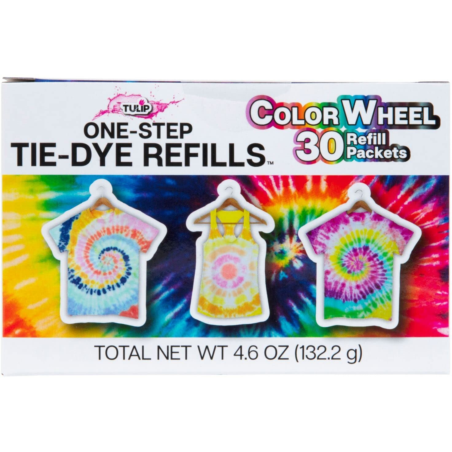 Tulip One-Step Tie-Dye Refills, Color Wheel, Permanent Fabric Dye, 30 Pack