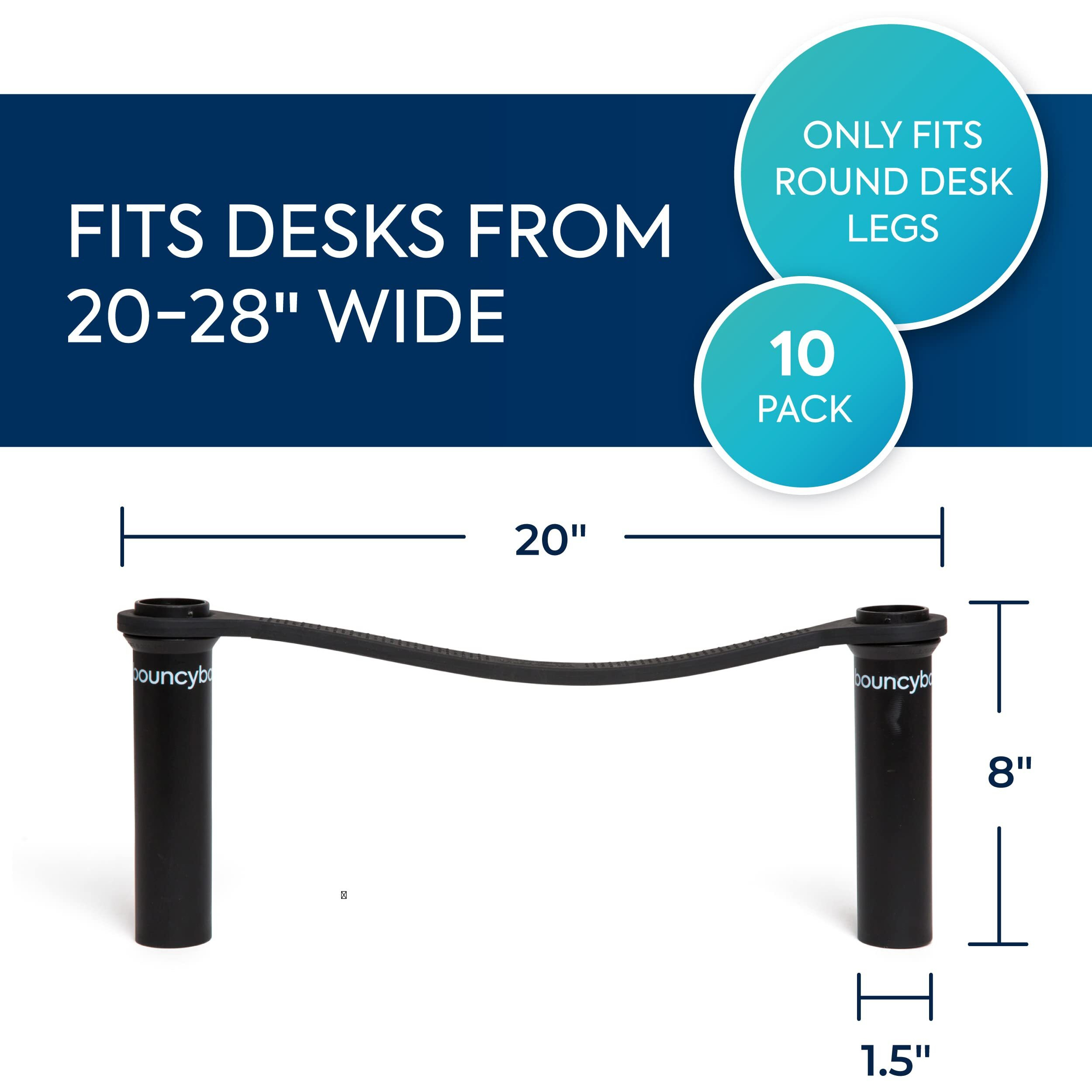Bouncyband Original Bouncy Bands For Desks, Black, Pack Of 10 -Desk Chair Bands For 20
