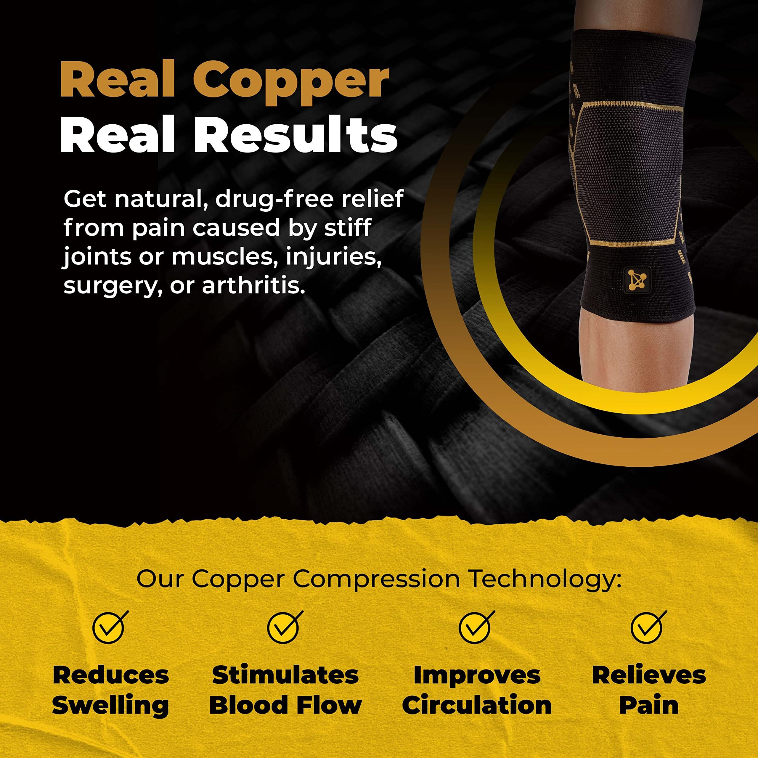 Copperjoint Knee Compression Sleeve Pro For Men & Women - Knee Brace For Weightlifting, Sports Injury & Knee Support - Helps Blood Flow, Pain Relief & Management - Copper Infused Nylon (X-Large)