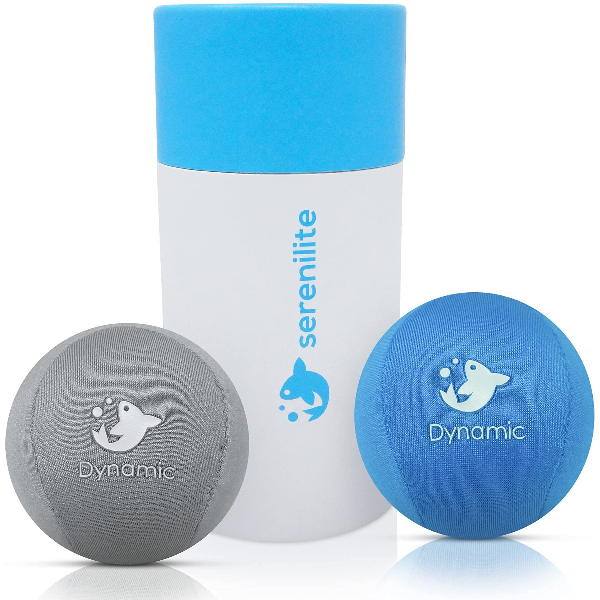 Serenilite Hand Therapy Exercise Stress Ball Bundle, Stress Ball 2.0 With Dynamic Resistance & Grip Strengthening, Therapeutic Hand Restoration, Hand Grip Strengthener, Dual Core Gel (Grey, Blue)