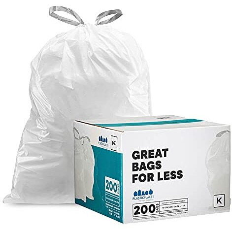Plasticplace Trash Bags Simplehuman (X) Code K Compatible (200 Count)