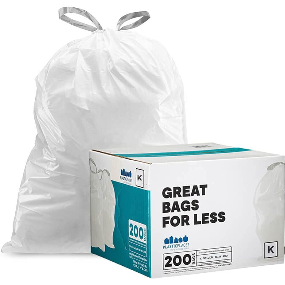 Plasticplace Trash Bags Simplehuman (X) Code K Compatible (200 Count)